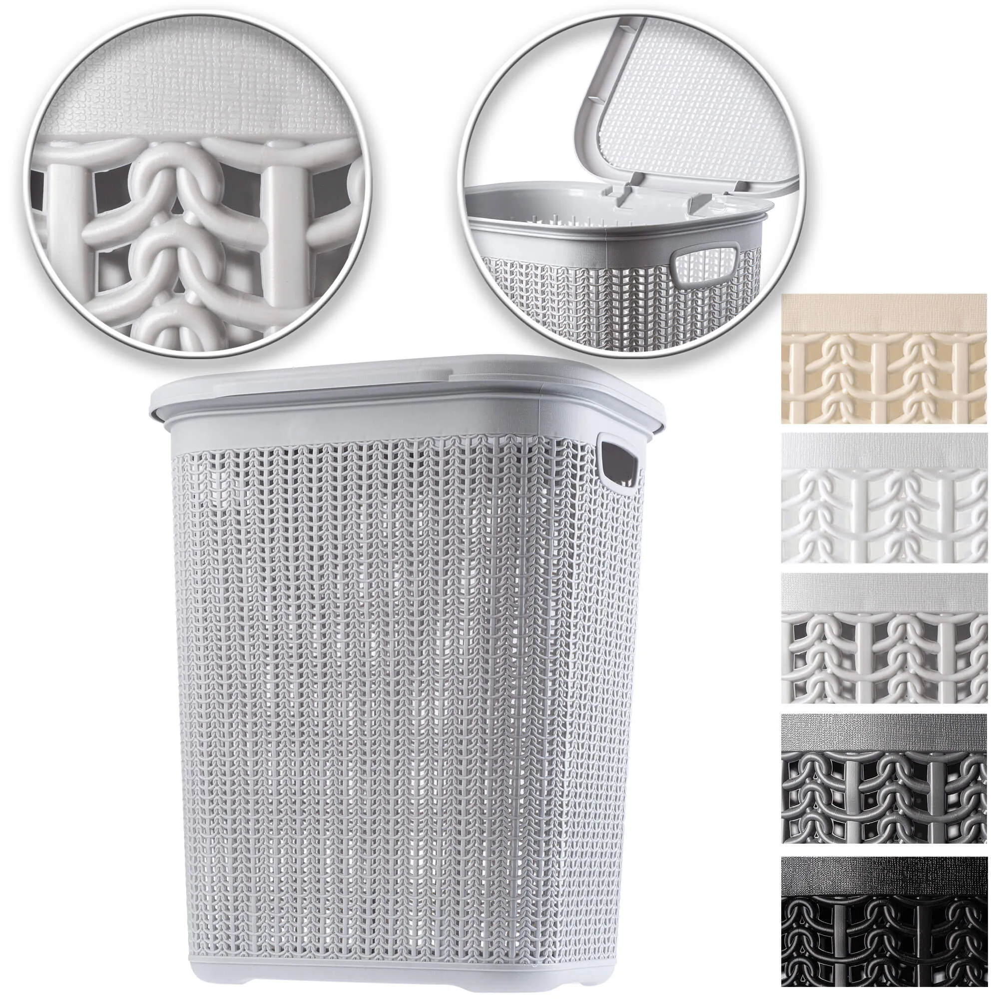 Mera 50L šviesiai pilkas skalbinių krepšys su dangčiu