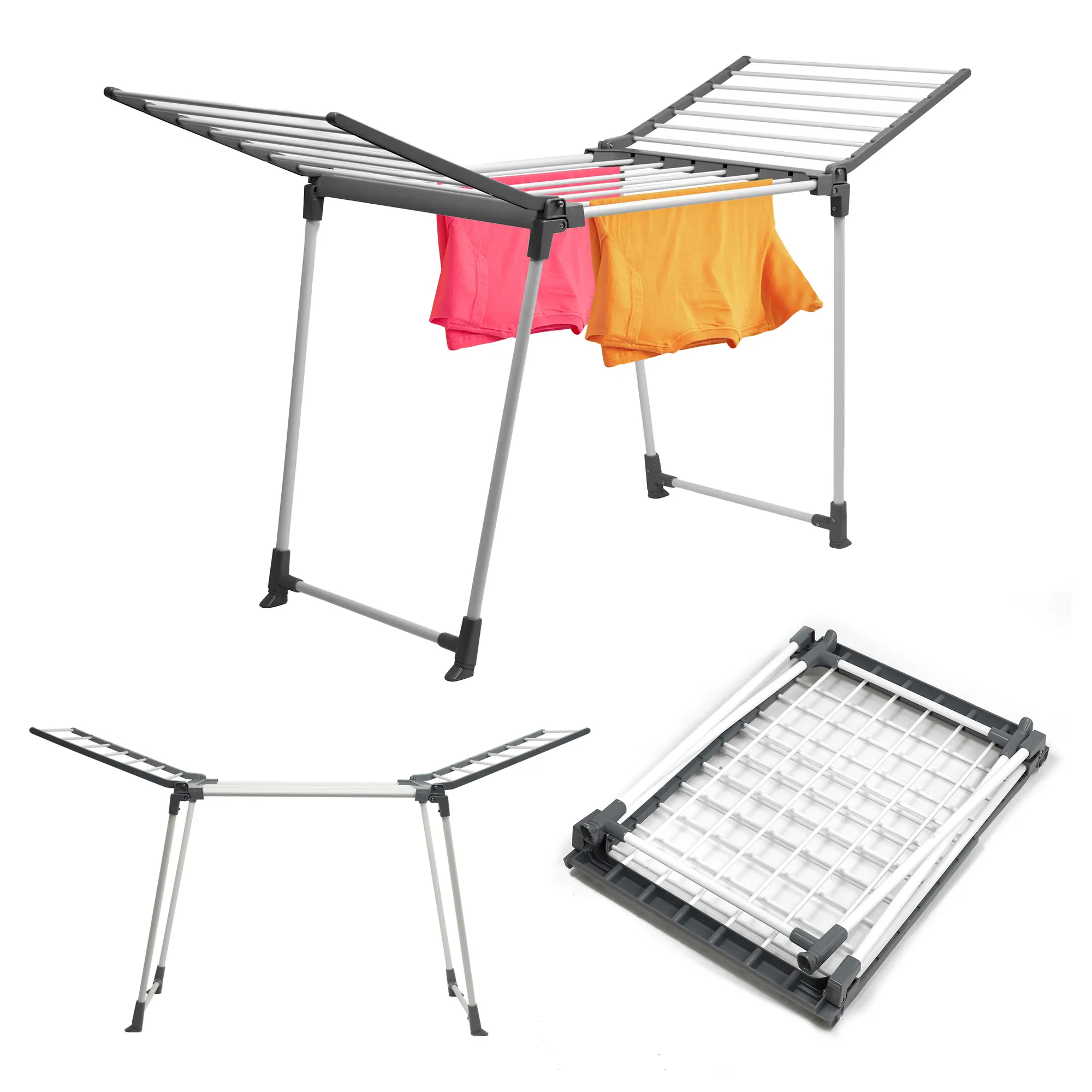 „Egen“ sulankstoma laisvai pastatoma drabužių džiovyklė, pilka, 170 cm