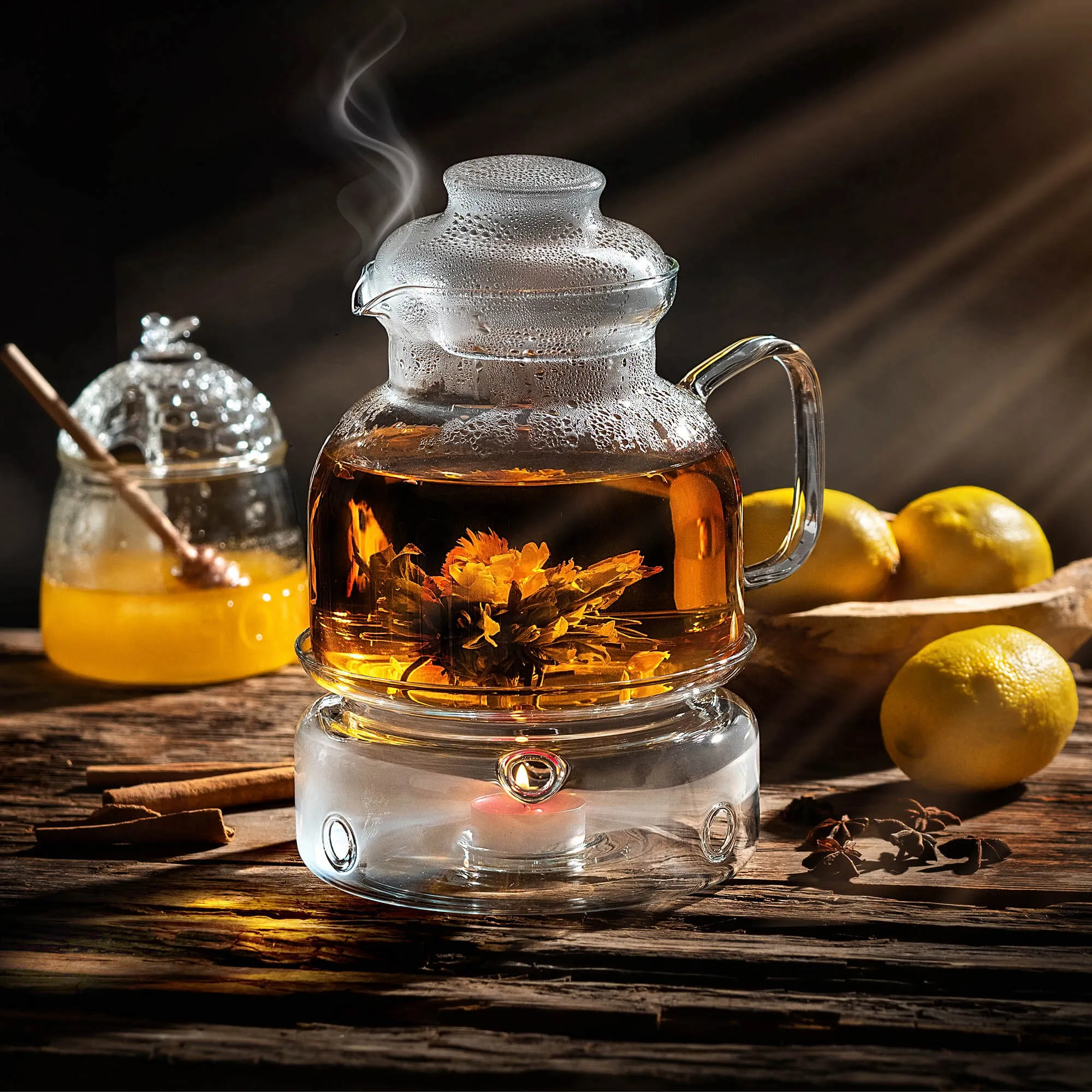 Risel 1,5 l karščiui atsparus ąsotis su šildytuvu