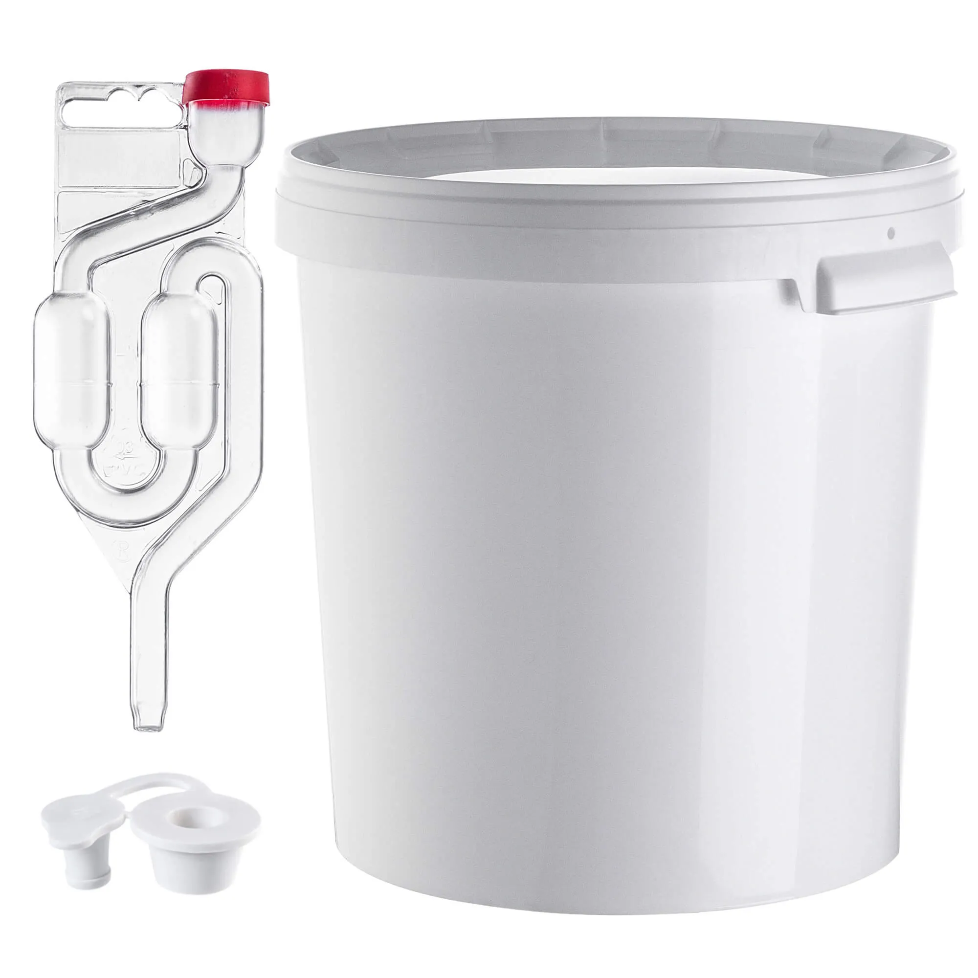 Acerra fermentacijos indas su dangčiu, 33 l, baltas + kamštis + fermentacijos užraktas