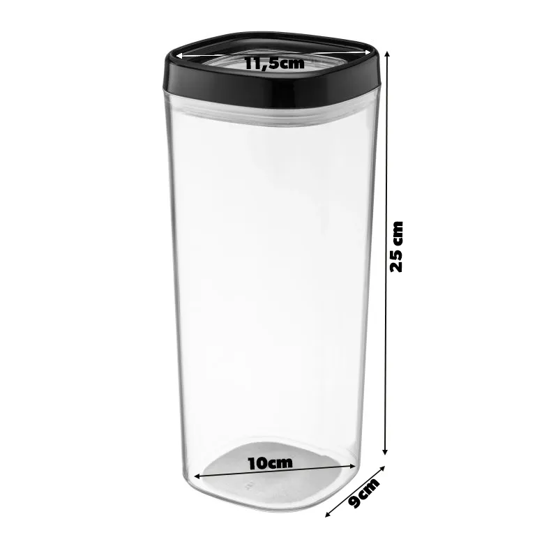 Duna 1,8 l kvadratinis indas, juodas