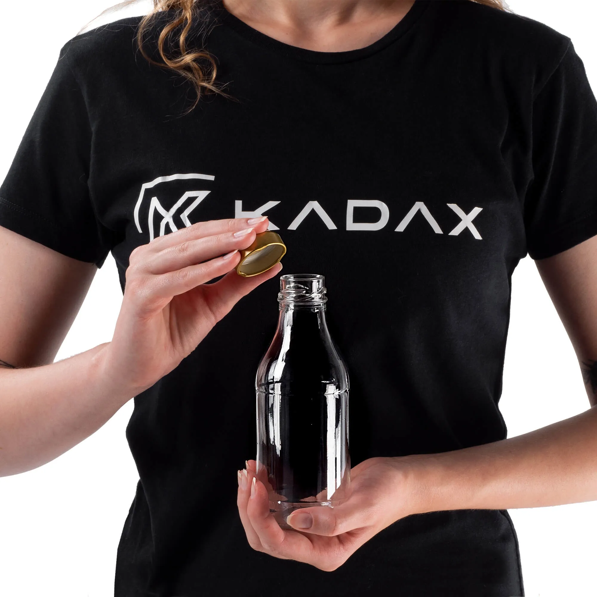 Potelle stikliniai sulčių buteliai 0,33 l su raudonu dangteliu, 10 vnt.