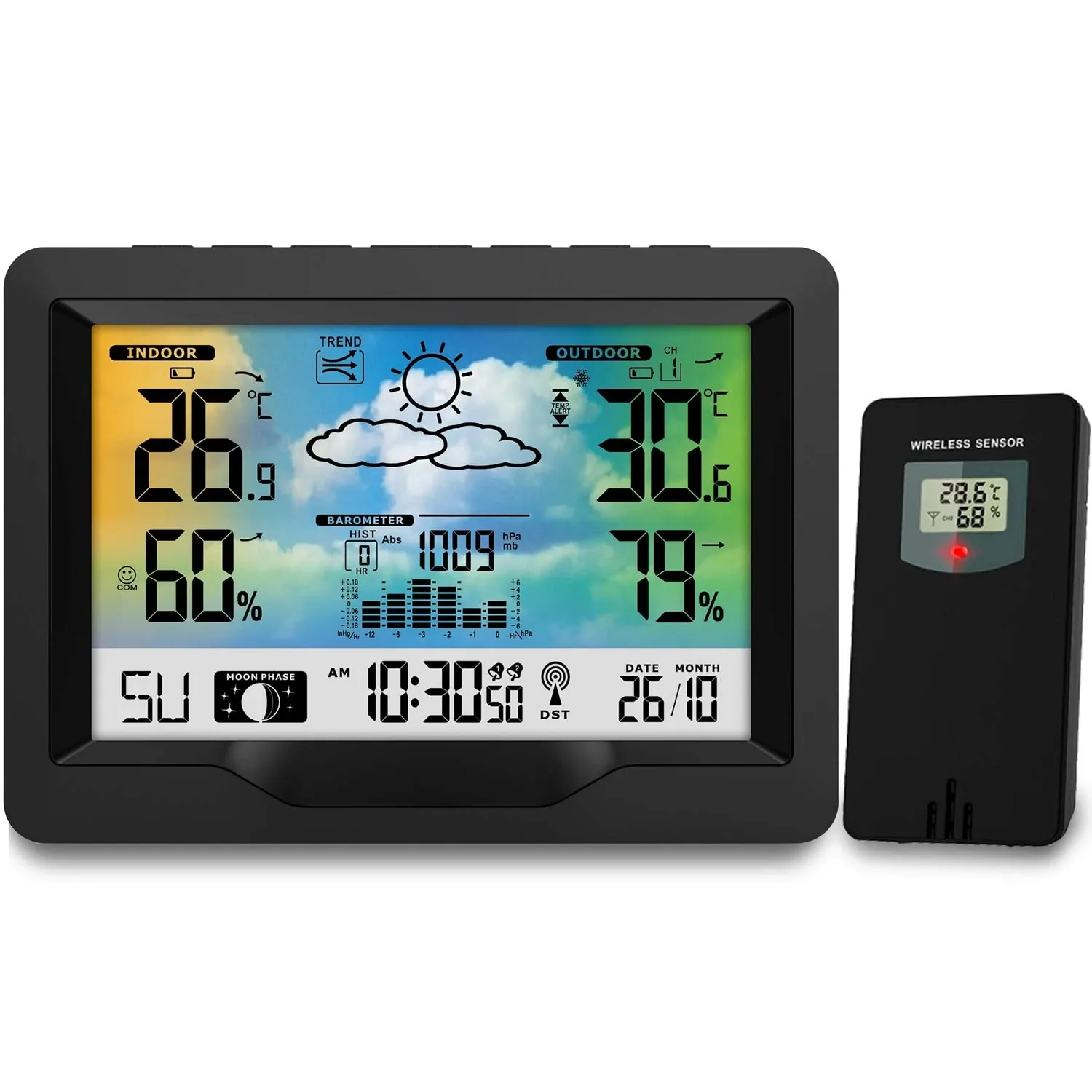 Meteorologinė stotelė su ekranu BD-901, juoda - nuotrauka 1