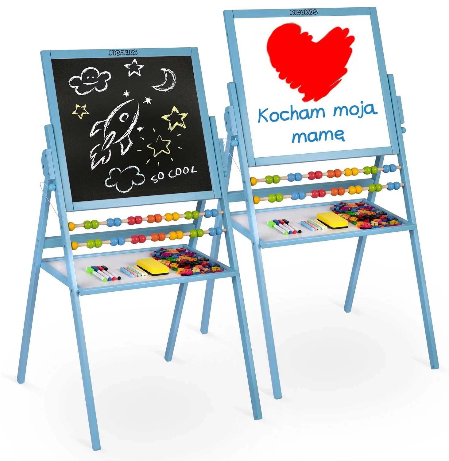 Ricokids magnetinė kreidinė lenta, besisukanti - mėlyna - nuotrauka 1