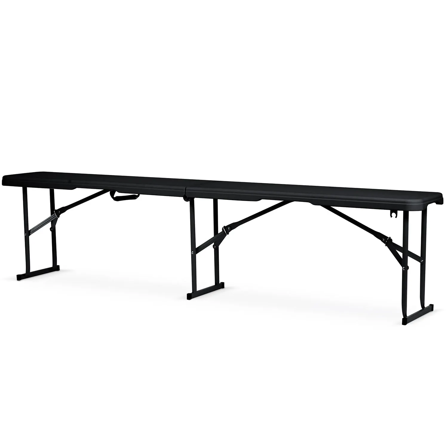 Maitinimo komplektas sodui, sulankstomas stalas + 2 suolai, 180 cm, juodas, „Plonos“ - nuotrauka 1