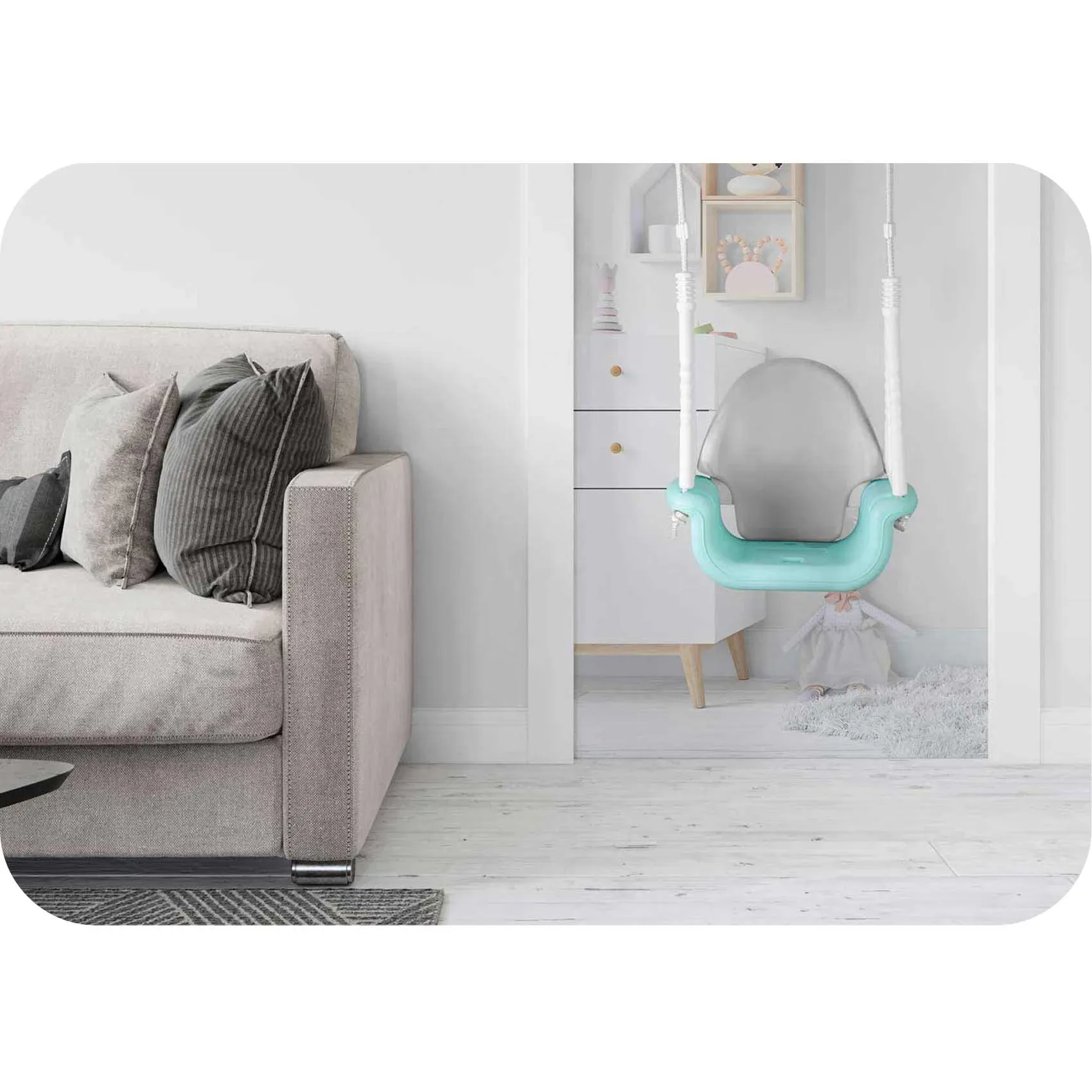 Ricokids 3 viename meškiuko kibirėlio sūpynės, turkio spalvos - nuotrauka 1