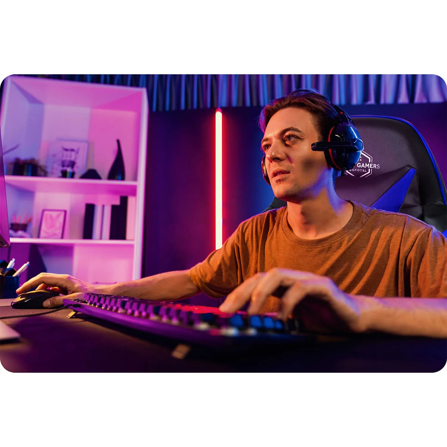 Sofotel Draknor žaidimų kėdė, juoda ir mėlyna - nuotrauka 1