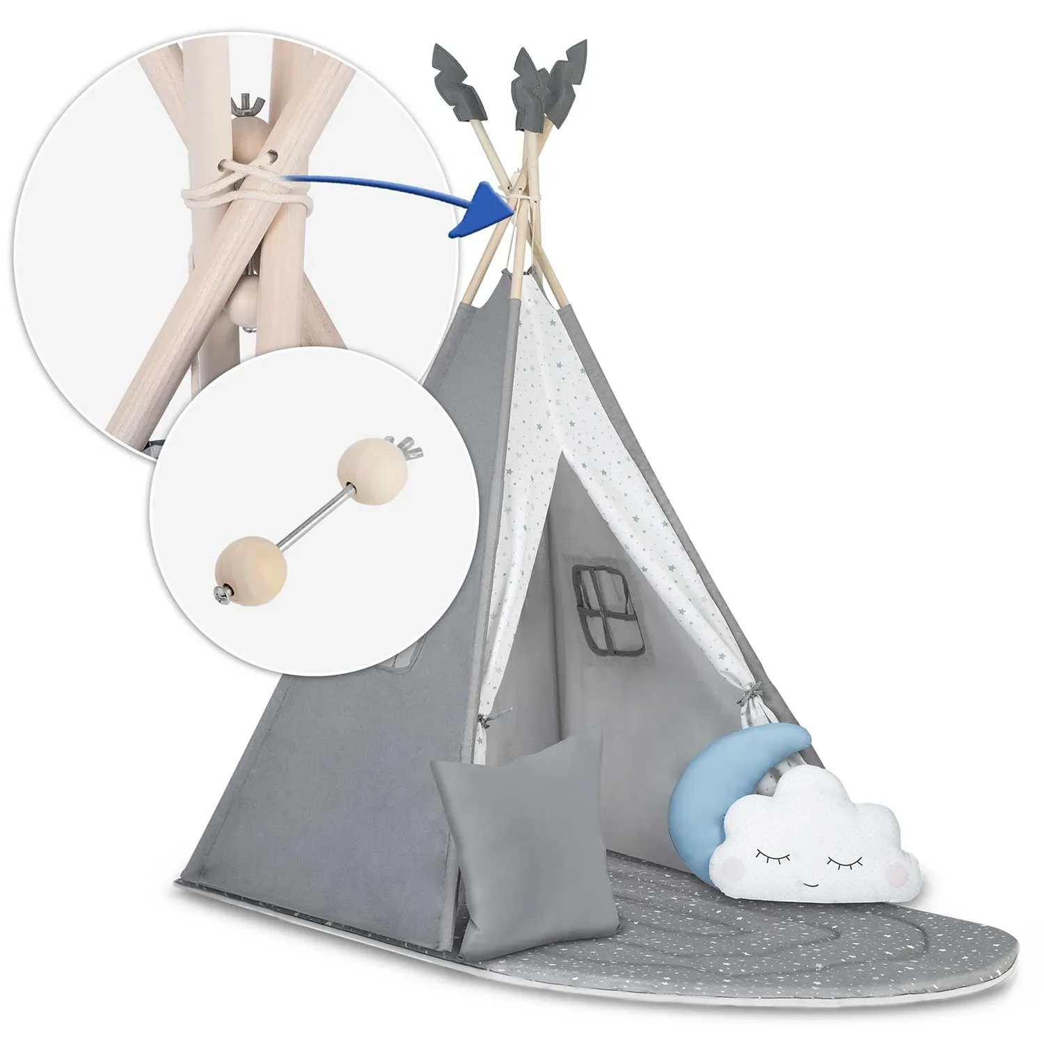 NK-406 Nukido tipi palapinė vaikams - pilka - nuotrauka 1