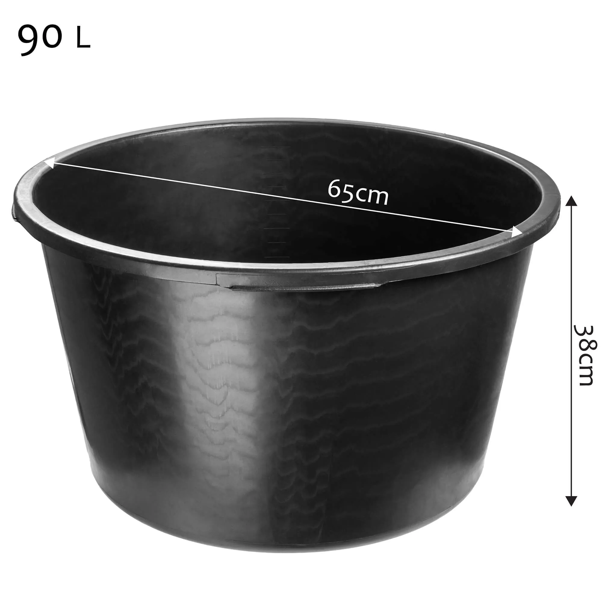 Apvalus statybinis konteineris 90 litrų, juodas