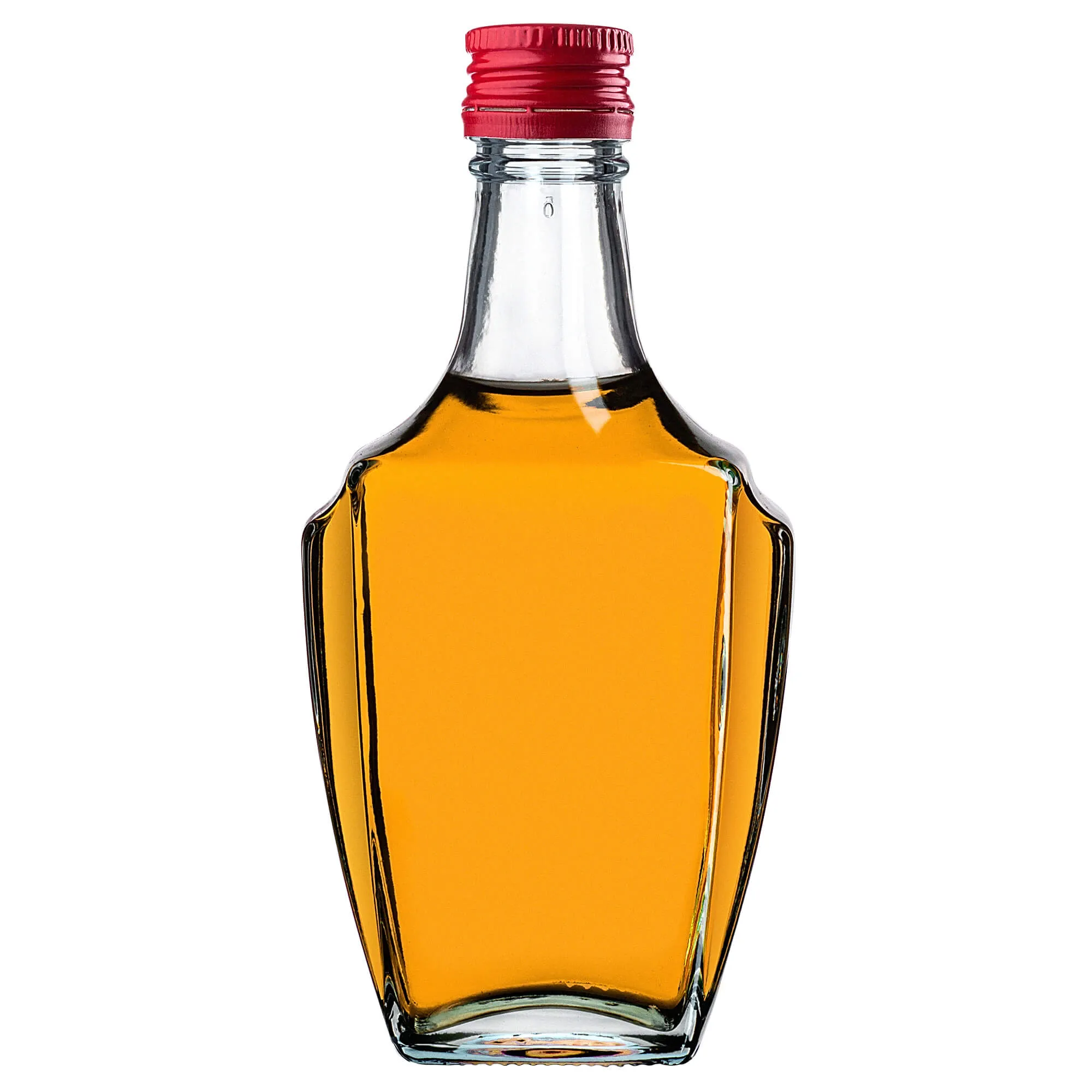 Stiklinis buteliukas „Faenza“ tinktūrai 250 ml su raudonu dangteliu 1 vnt.