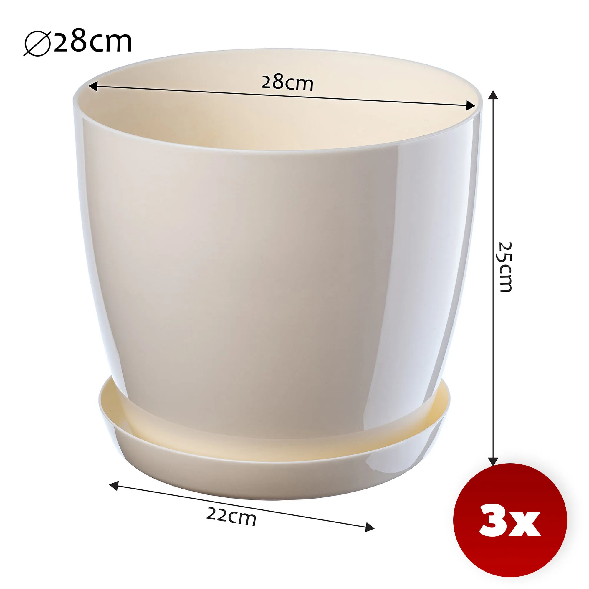 Agen vazonas su grietinėlės lėkštute 28 cm, 3 vnt.