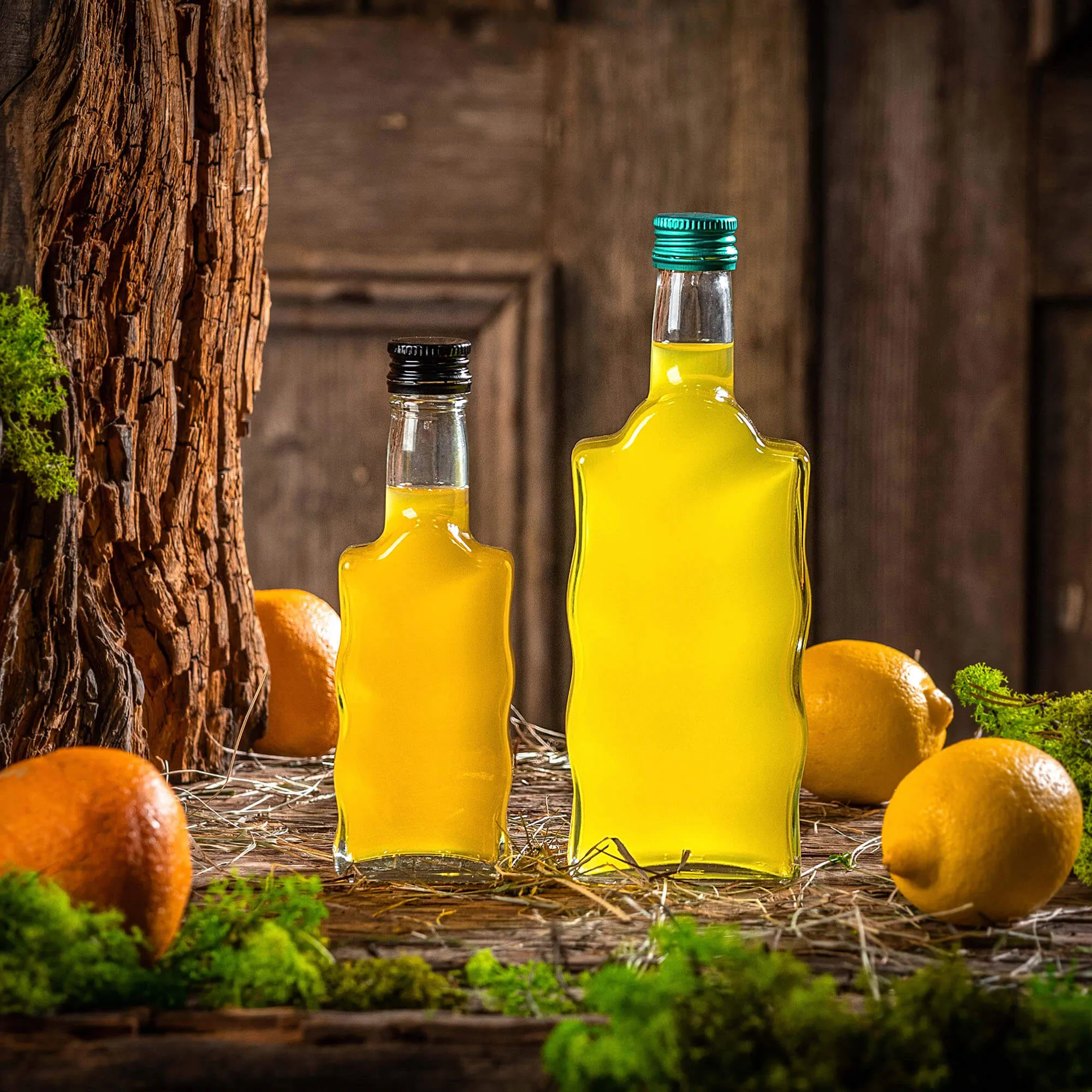 Fala stiklinis tinktūros buteliukas 200 ml su ilgu juodu dangteliu 50 vnt.
