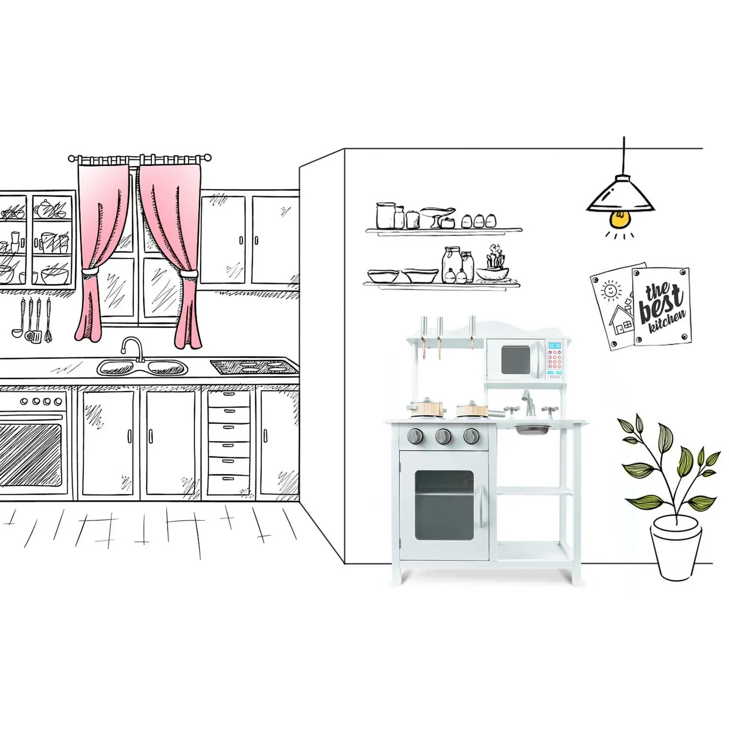 Medinė virtuvė vaikams 60 x 30 x 85 cm - nuotrauka 1