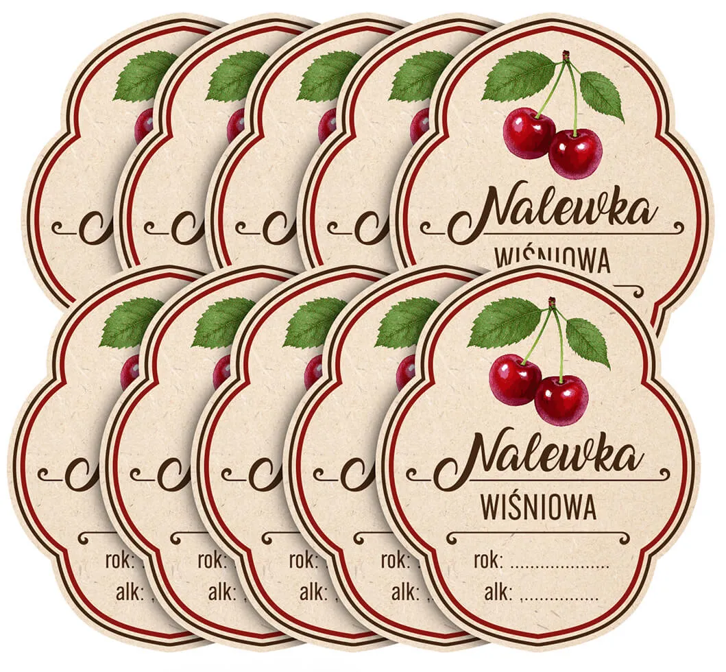 Serre „Vyšnių likerio“ butelių etiketės, 10 vnt.
