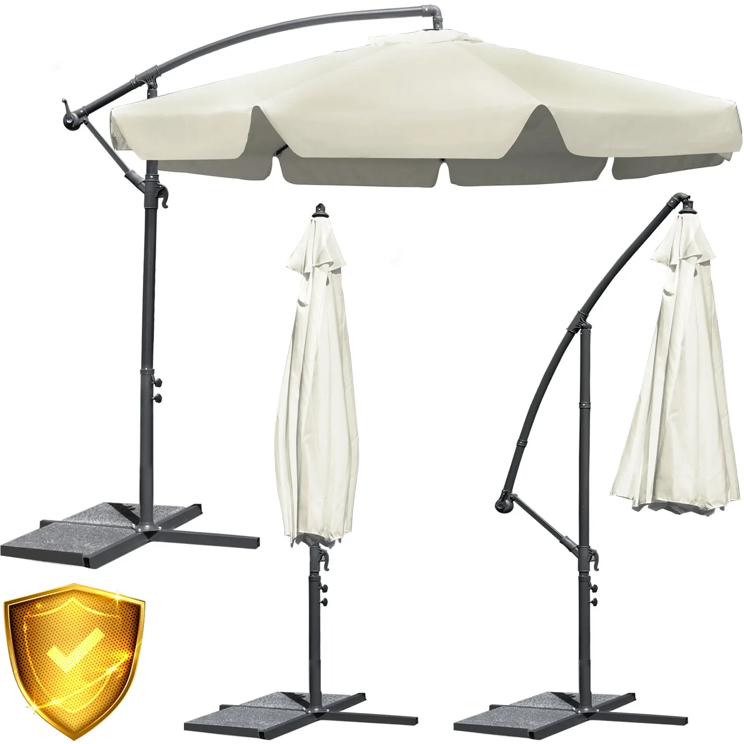 Sulankstomas sodo skėtis, 8 segmentų, smėlio spalvos, 350 cm - nuotrauka 1