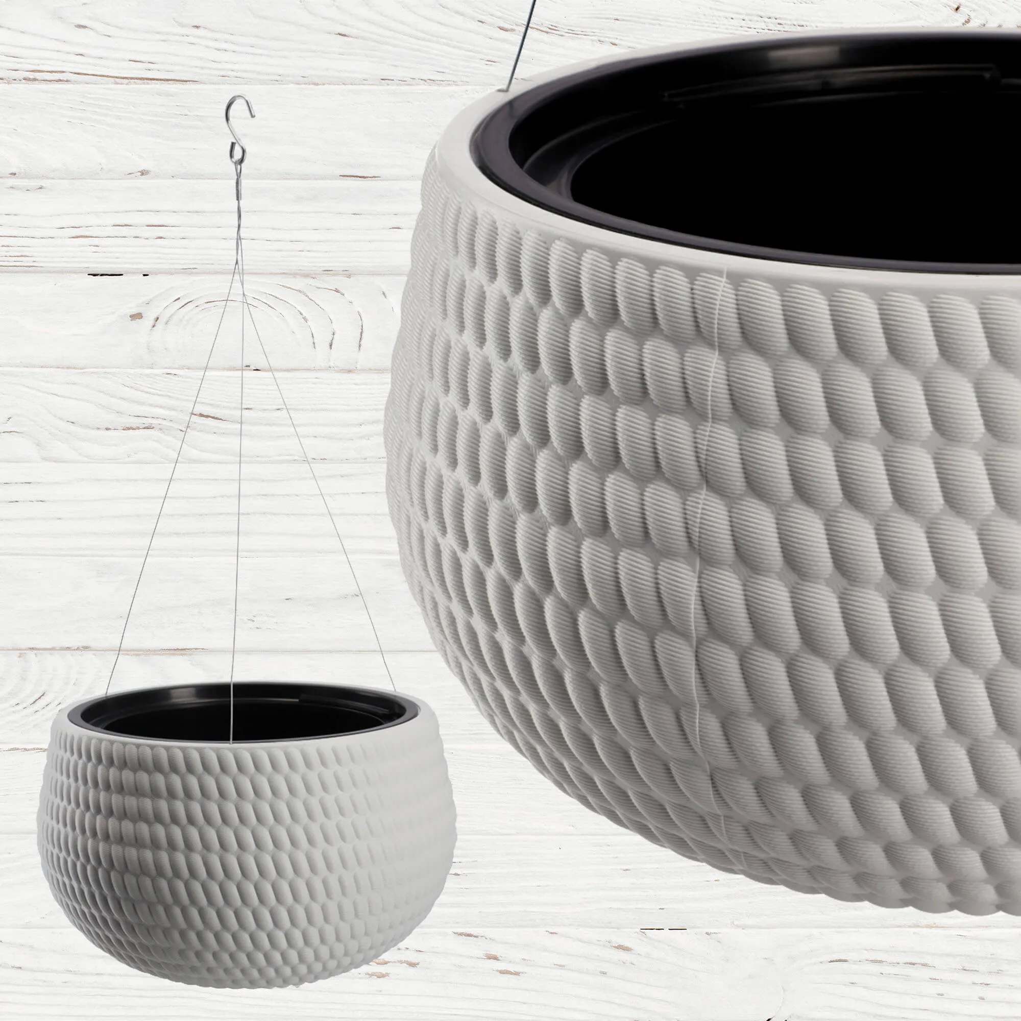 Pakabinamas rutulinis vazonas su įdėklu Serro 29 cm