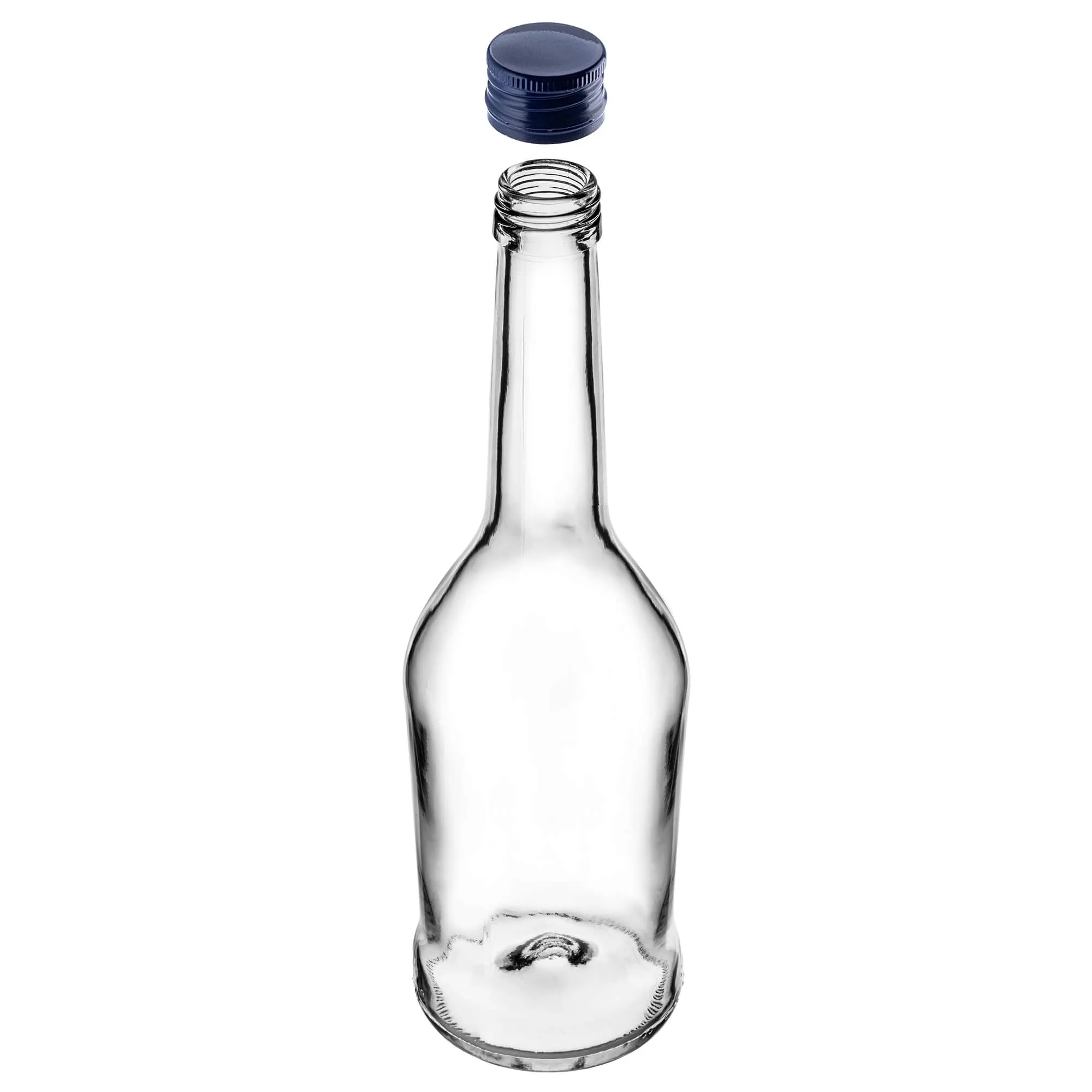 Stiklinis buteliukas Luarė tinktūrai 500 ml su tamsiai mėlynu dangteliu 5 vnt.