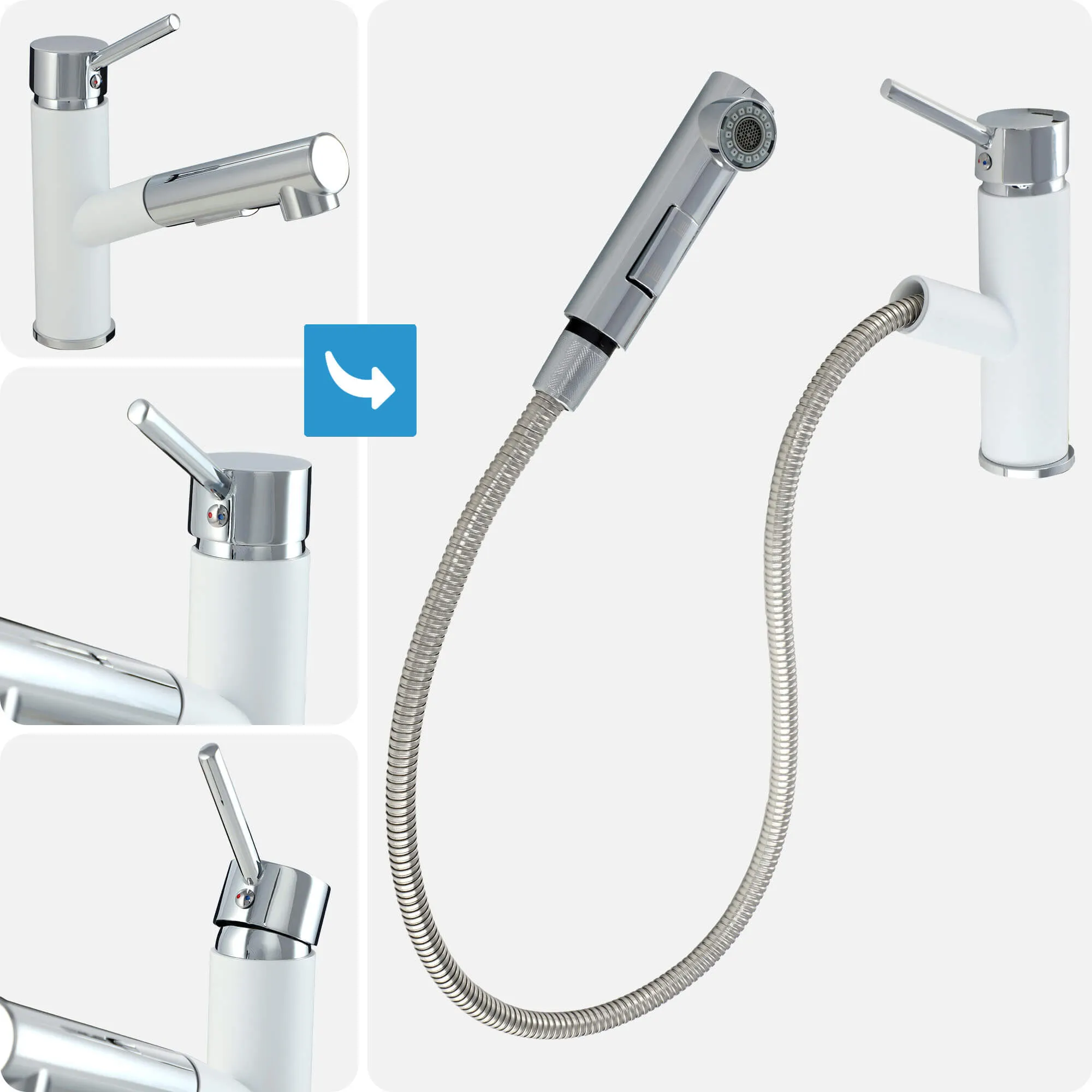 Gospo Cado virtuvės maišytuvas su įvadu, baltas