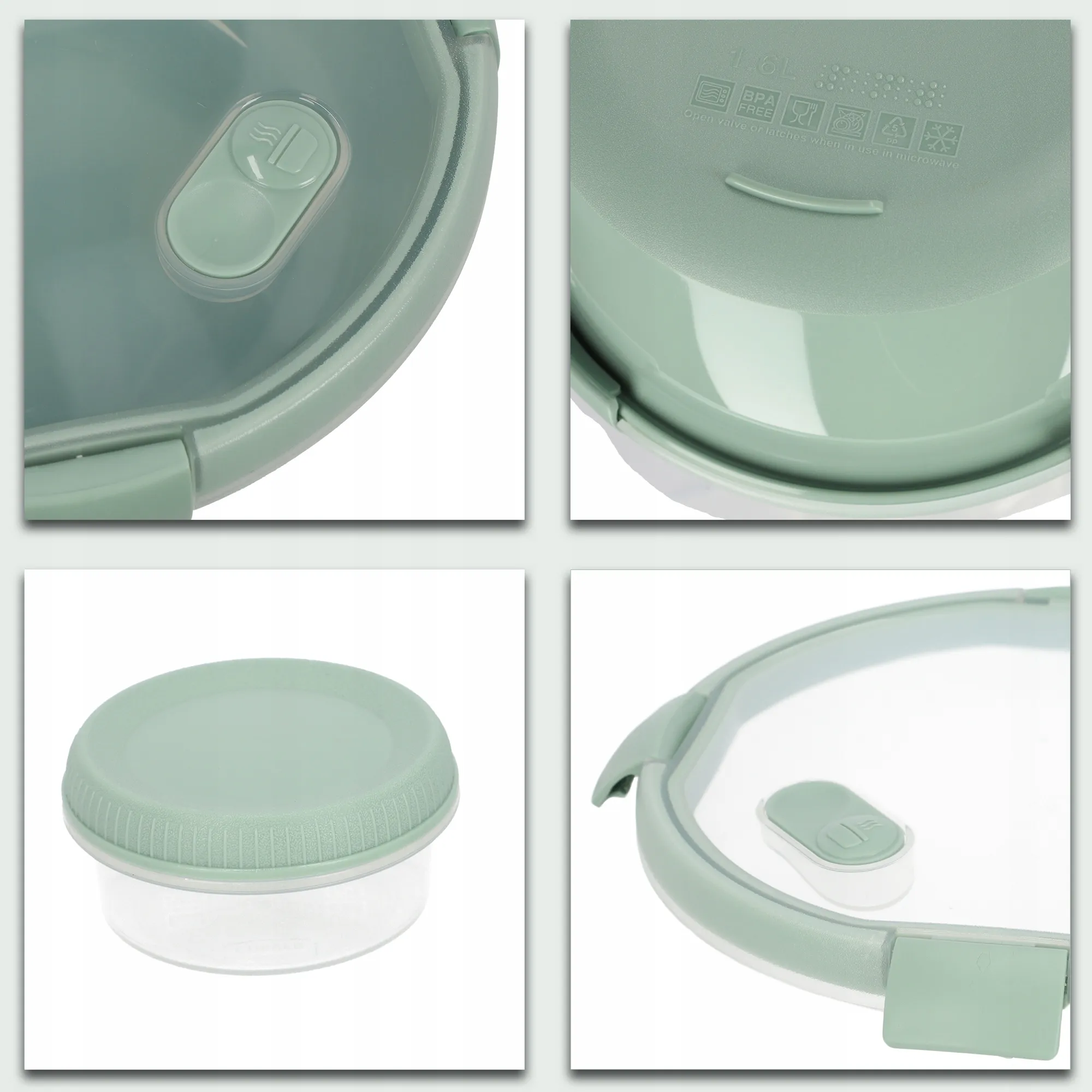 1,6 l „Curver To Go“ pietų rinkinys, apvalus maisto indelis, žalias