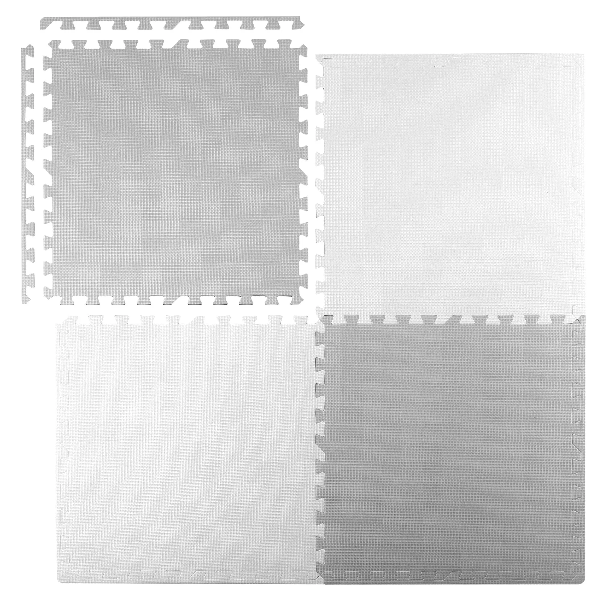 Didelis putplasčio kilimėlis, „Ricodids“ dėlionė 60x60 cm, 4 vnt., balta ir pilka - nuotrauka 1