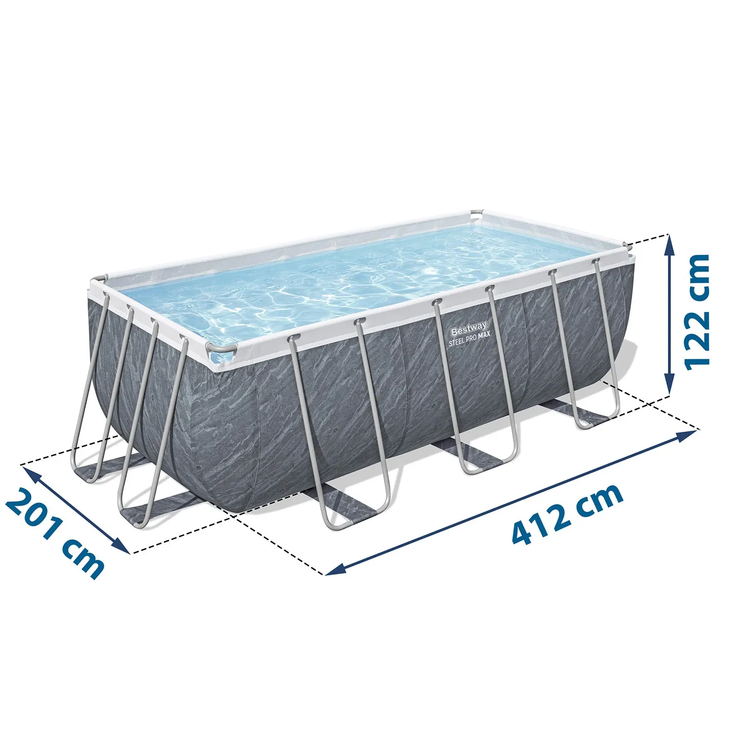Karkasinis sodo baseinas 412 x 201 x 122 cm, 17 viename, „Bestway 56722“ - nuotrauka 1