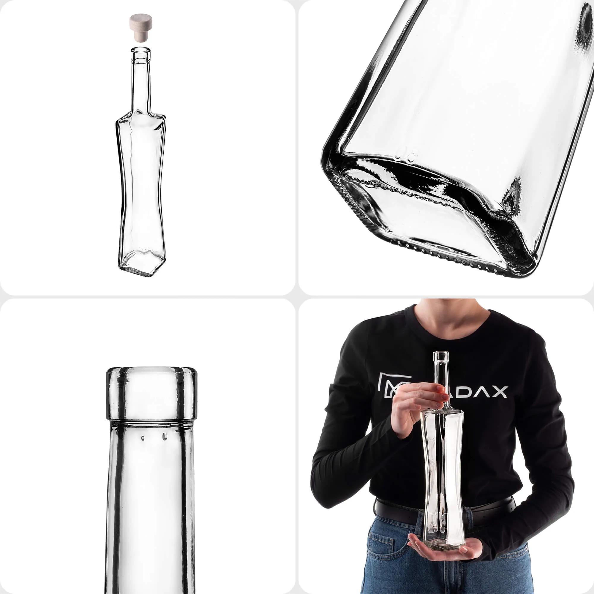 Quadra butelis 500 ml su sintetiniu kamščiu 5 vnt.