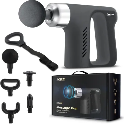 Kūno masažo pistoletas 5 antgaliai NS-502 Neo-sport juodas - nuotrauka 1