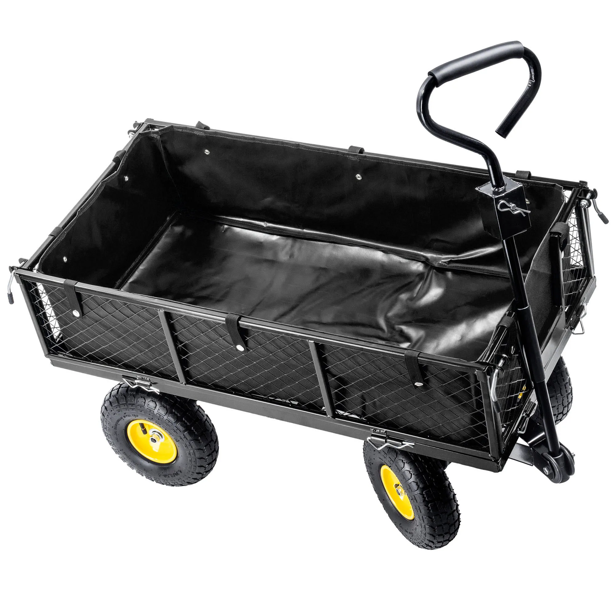 3 viename sodo vežimėlis, 300 kg, juodas, su brezentu