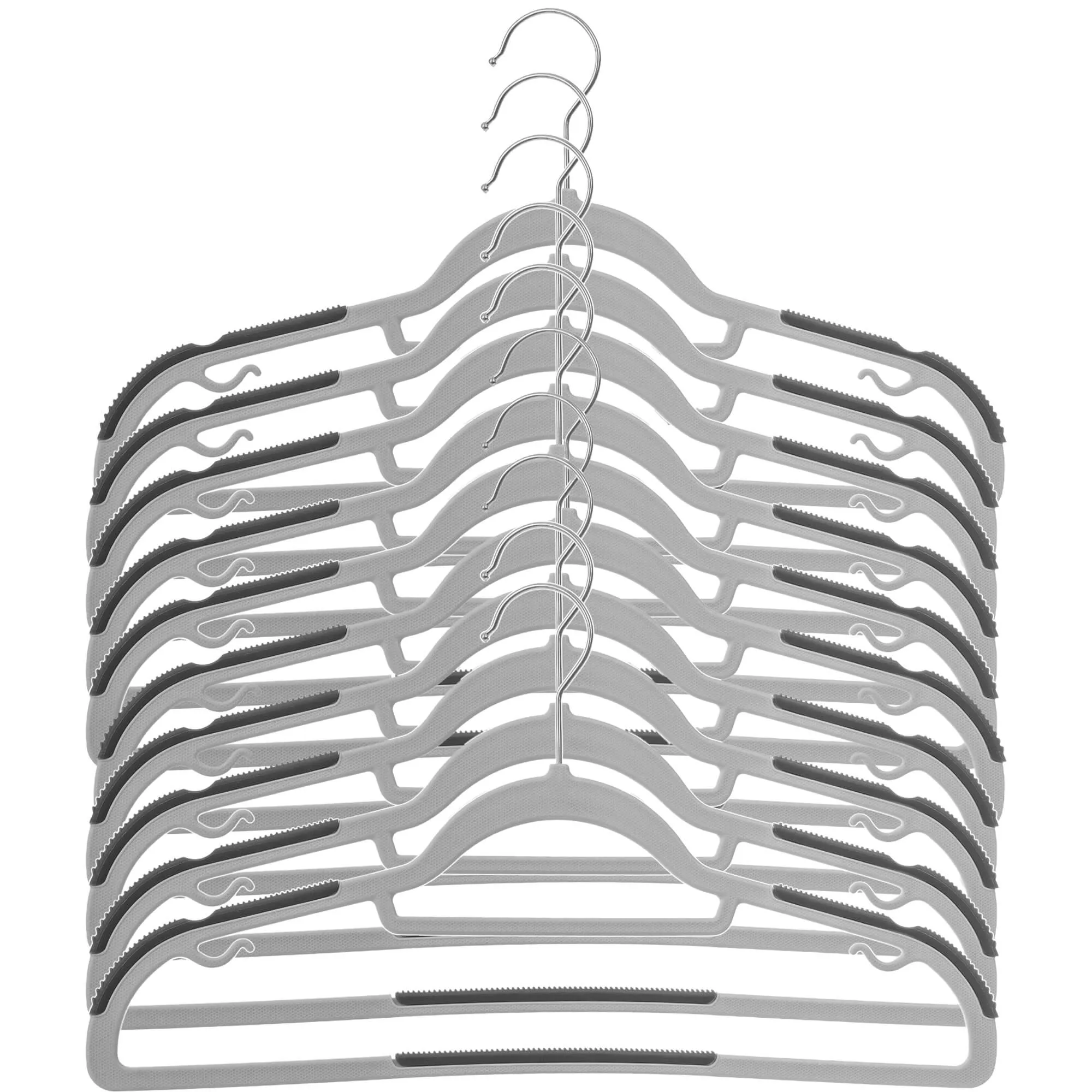 „Cuves“ drabužių pakaba su neslystančiu paviršiumi, pilka, 10 vnt.