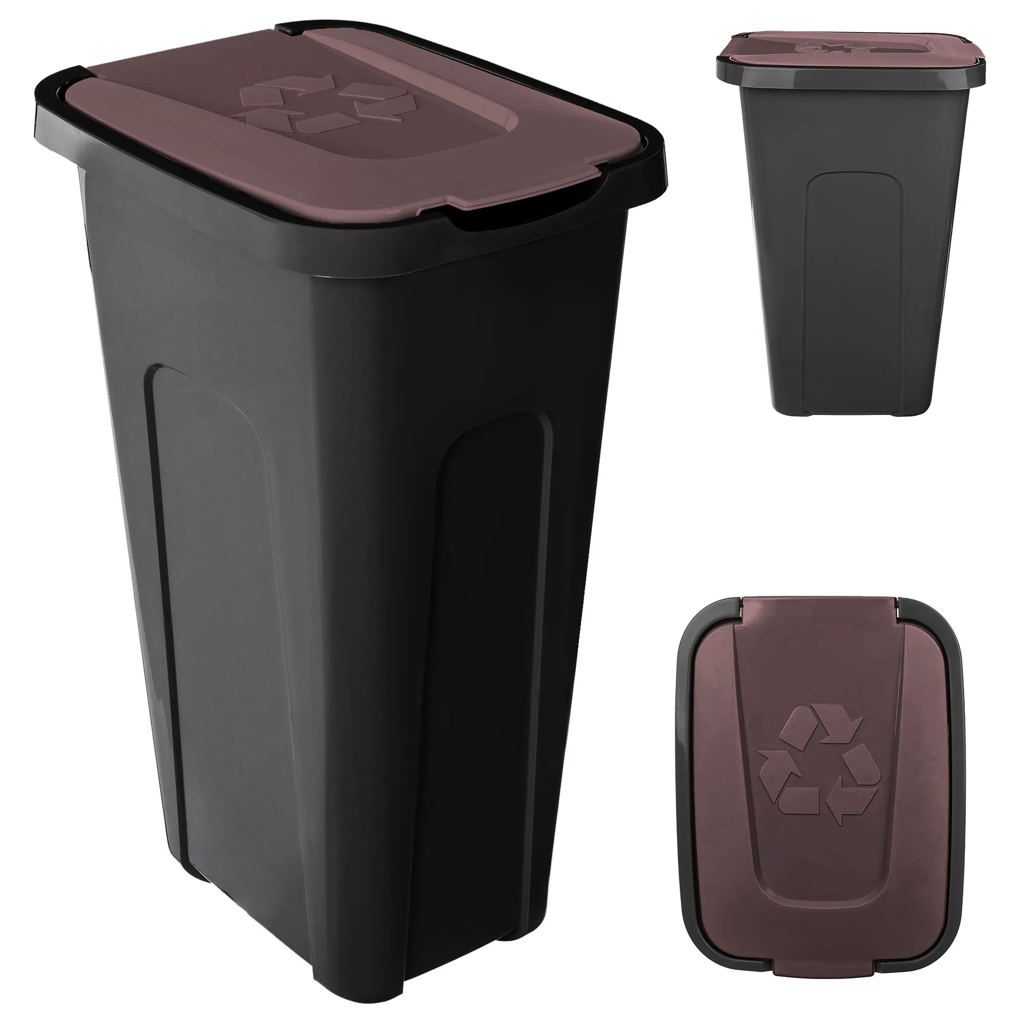 „Entrago“ 30 litrų šiukšliadėžė, juodos ir rudos spalvos