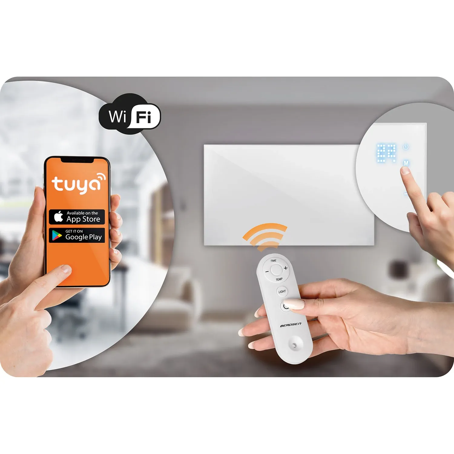 Infraraudonųjų spindulių šildytuvas 600 W Berdsen BD-981 su WiFi nuotolinio valdymo programėle - nuotrauka 1