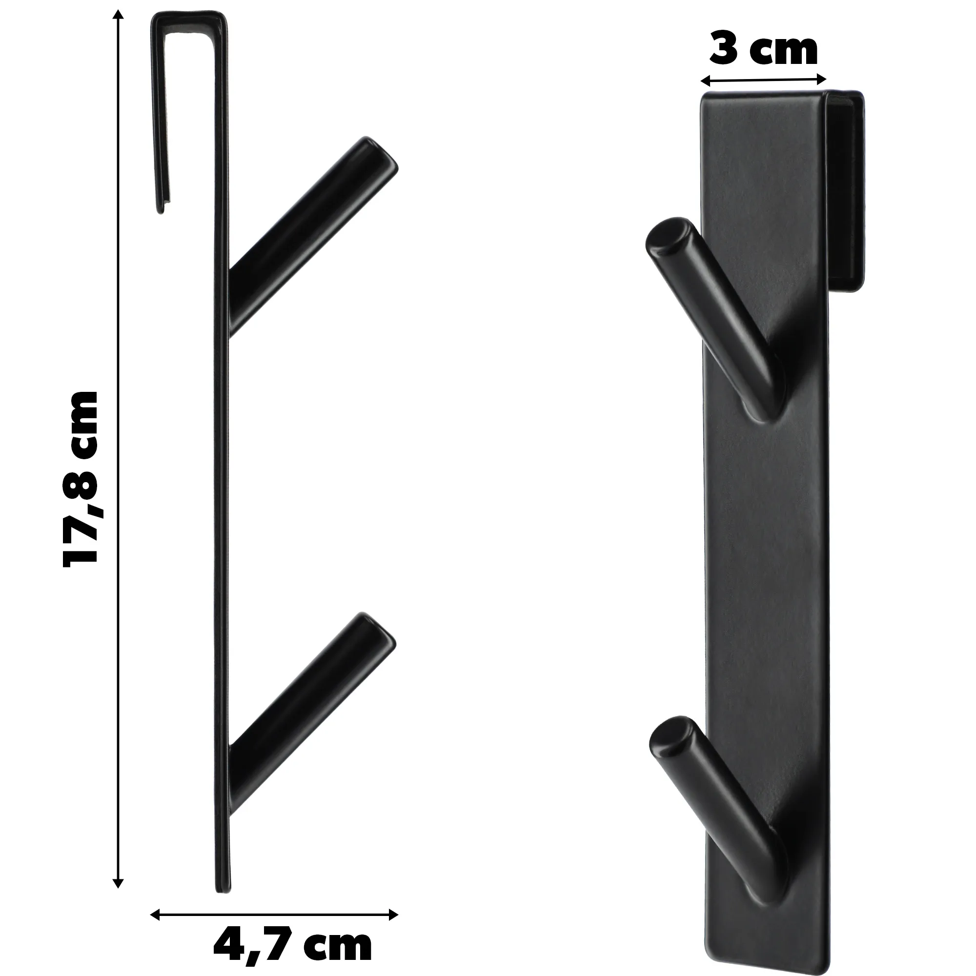 Besse durų kabliukai, juodi, dviguba pakuotė (2 vnt.)