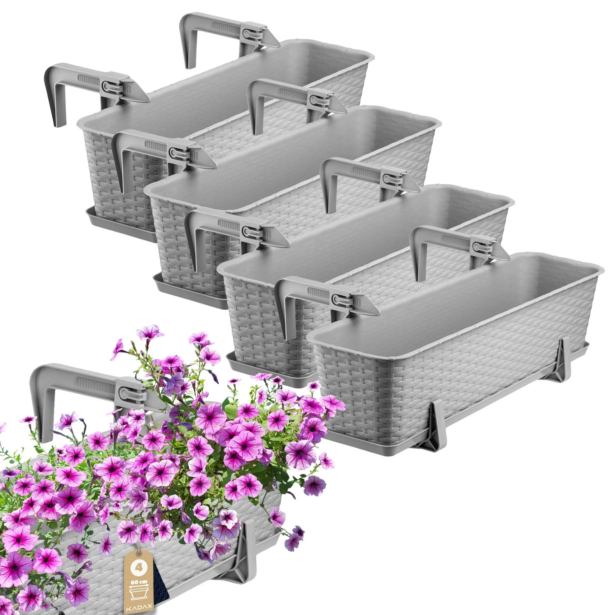 Balkono dėžė su rankenomis Castro pilka 60 cm