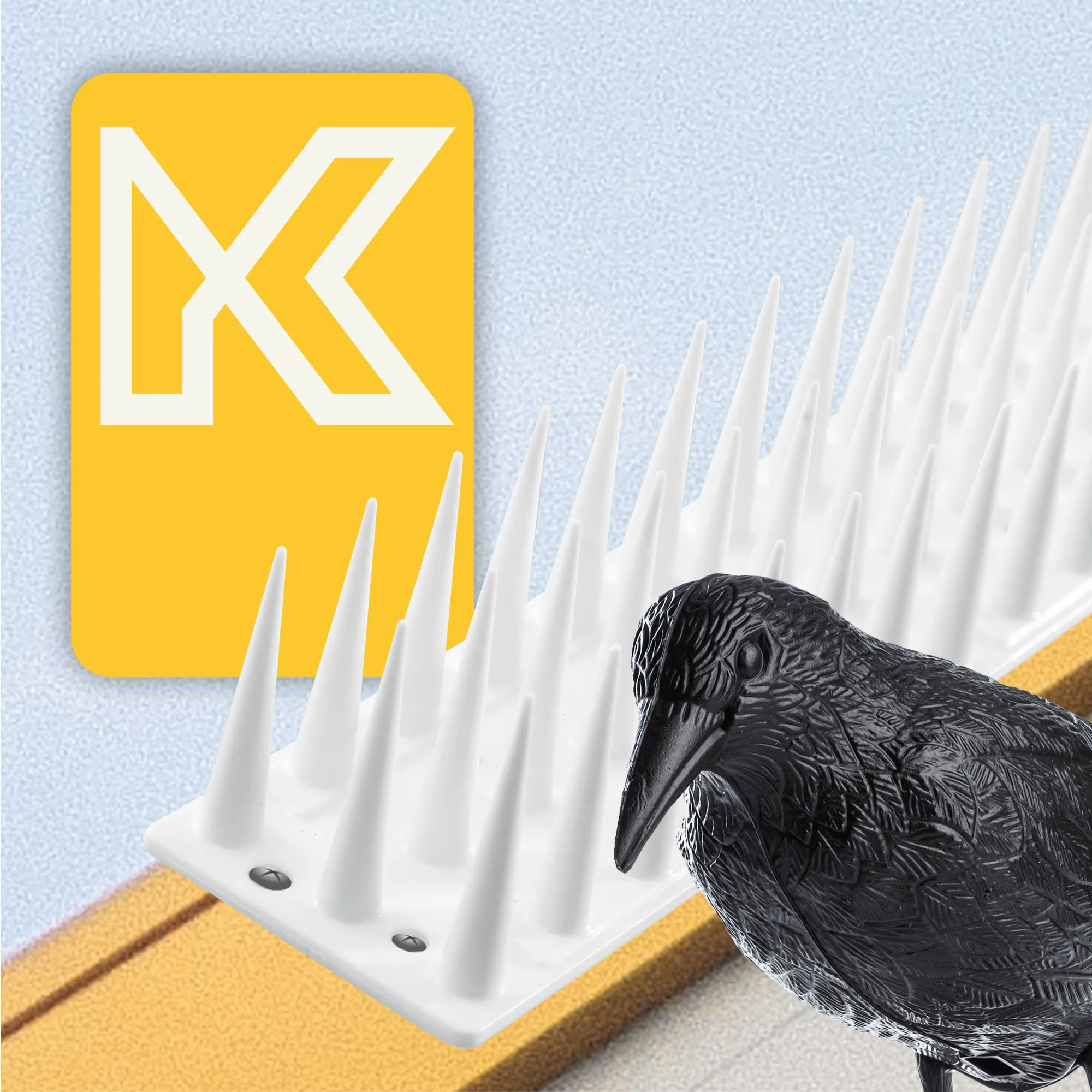 Plastikiniai paukščių spygliai 6 vnt., balti + varnos formos