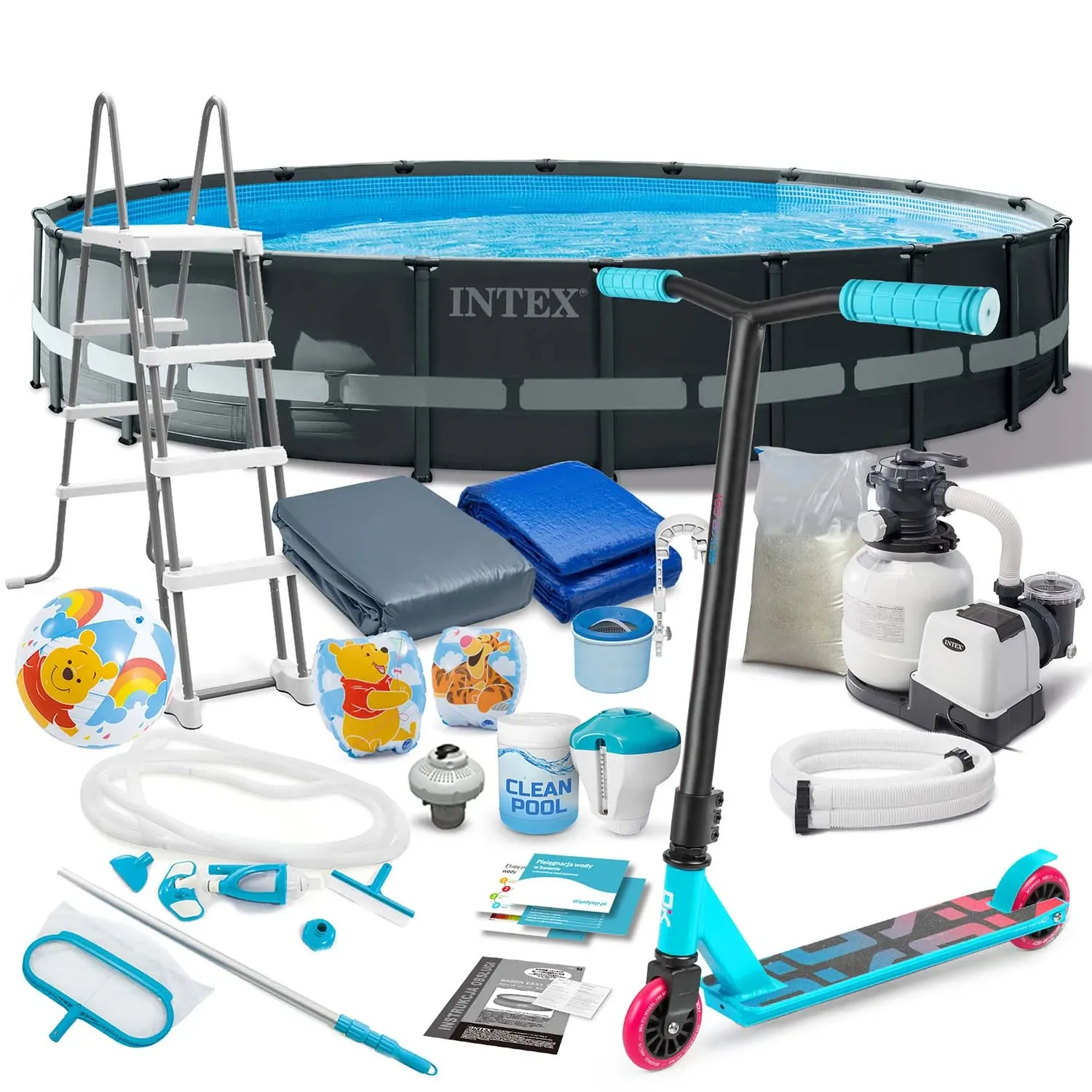 Karkasinis sodo baseinas 610x122cm 20in1 INTEX 26334 + NEMOKAMAS paspirtukas - nuotrauka 1