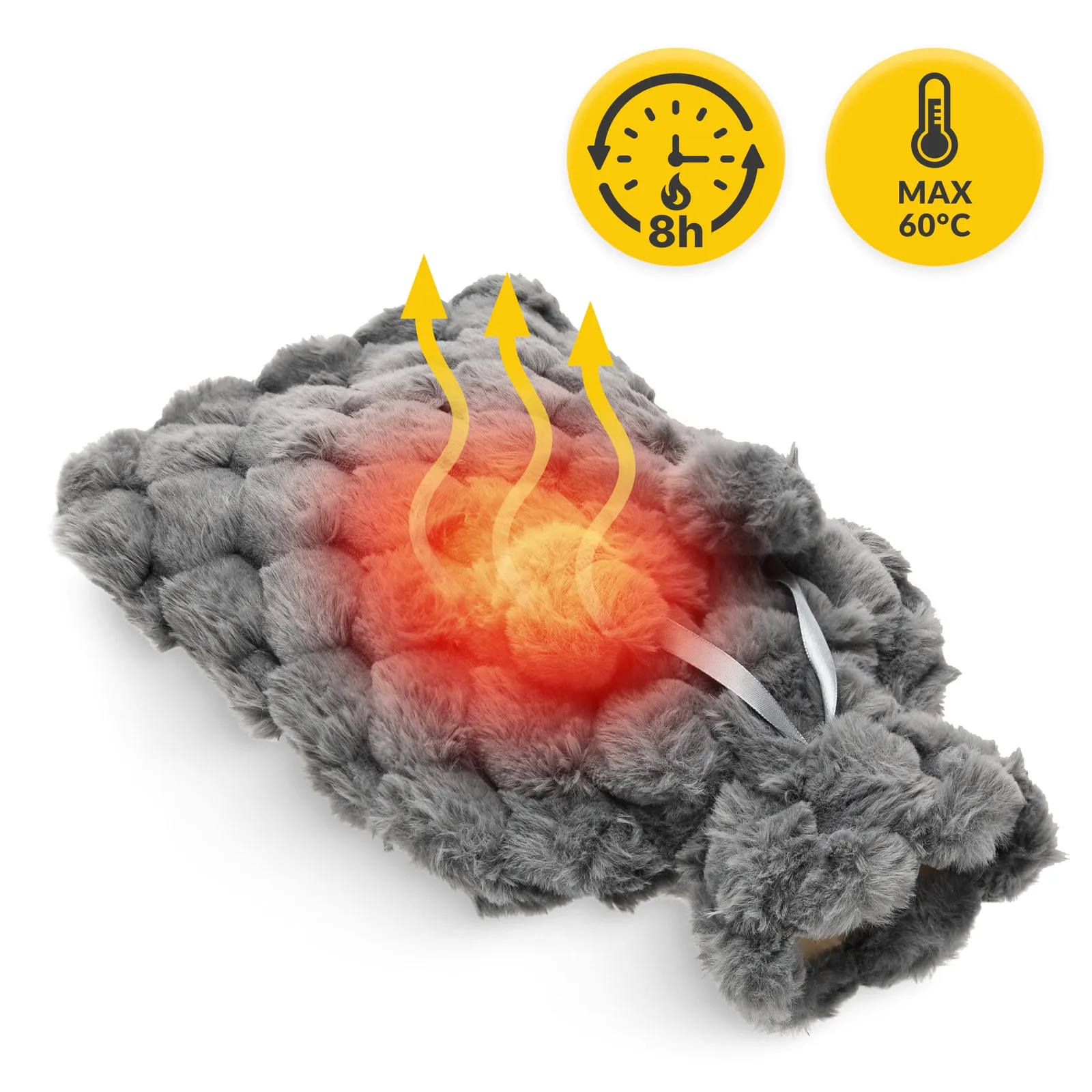 Guminis karšto vandens butelis pliušiniame dangtelyje