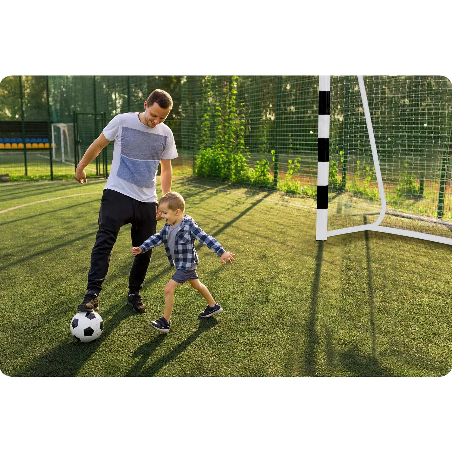 Futbolo vartai 300 x 200 x 120 cm NS-465 juodi ir balti - nuotrauka 1