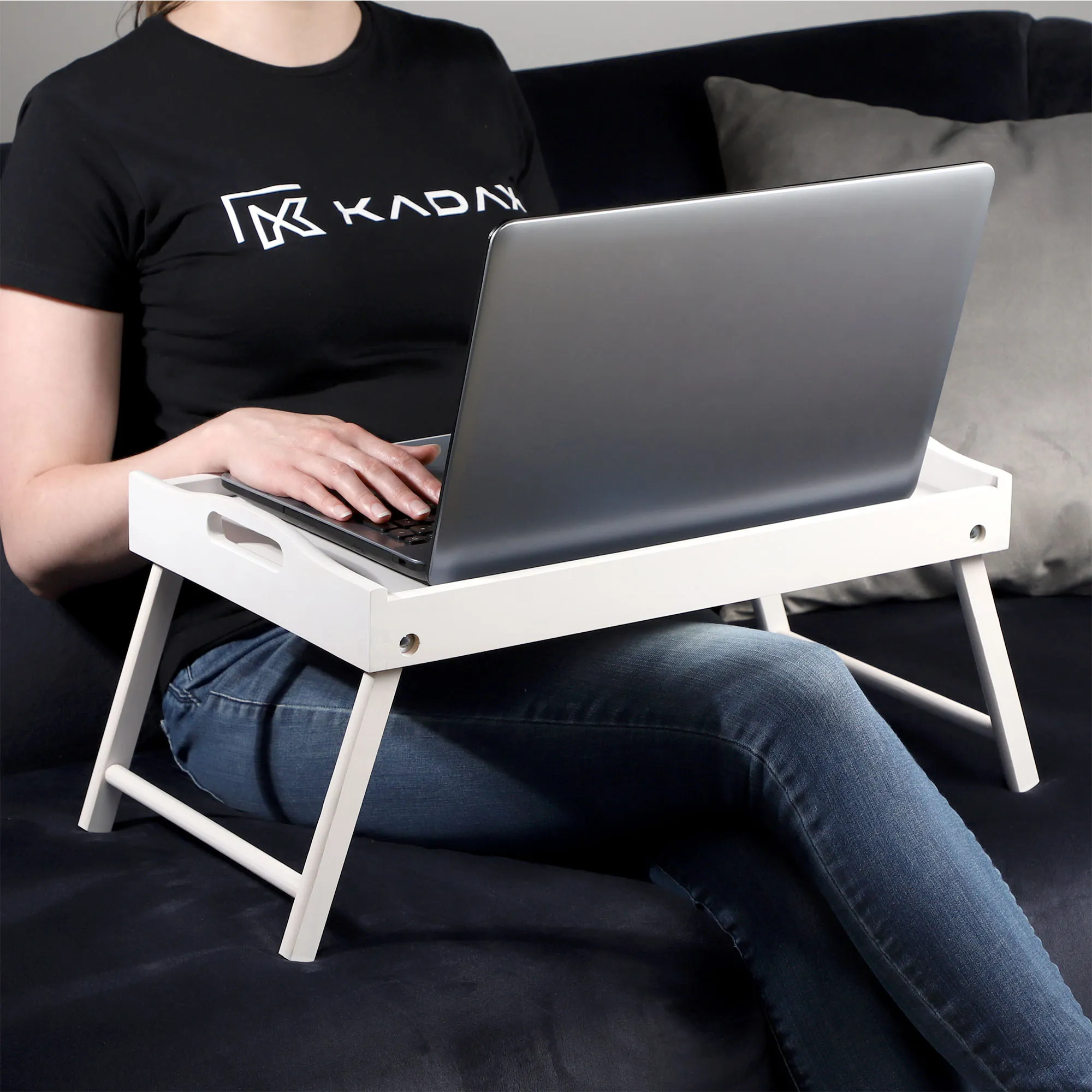 „Solia“ pusryčių stalas, nešiojamam kompiuteriui, 50 cm, baltas