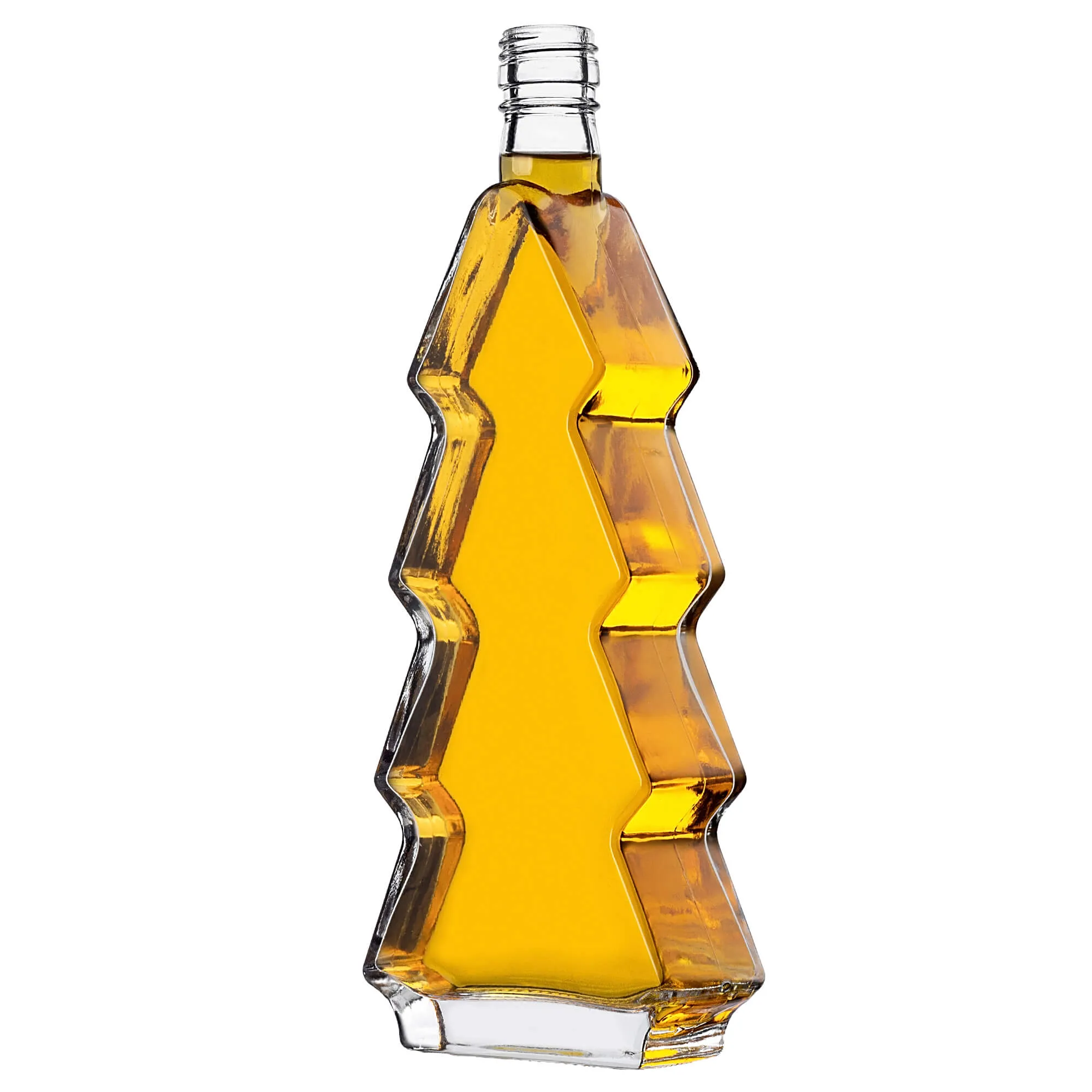 Enna kalėdinės eglutės formos stiklinis butelis 500 ml su juodu dangteliu 1 vnt.