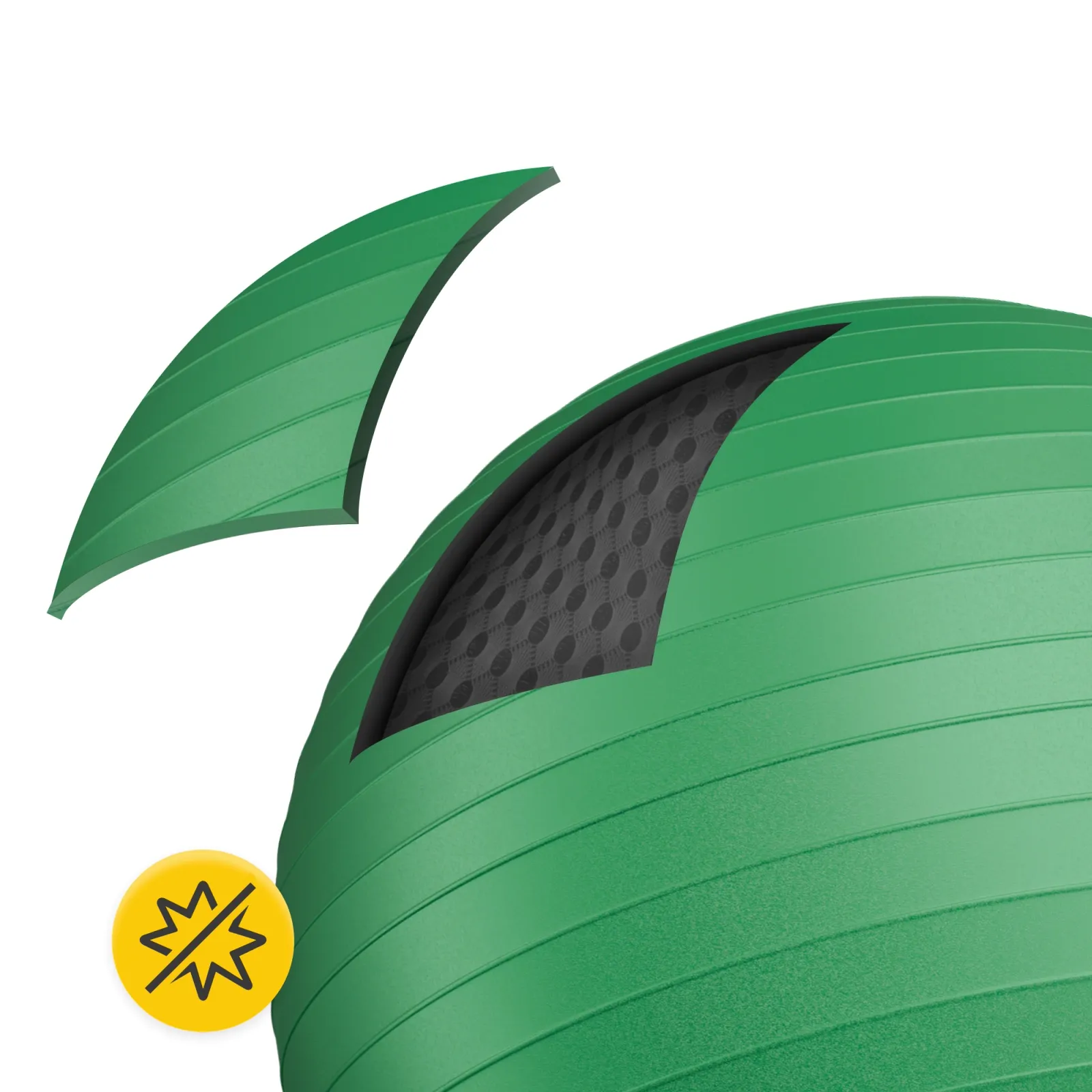 Pripučiamas gimnastikos kamuolys 55 cm žalias