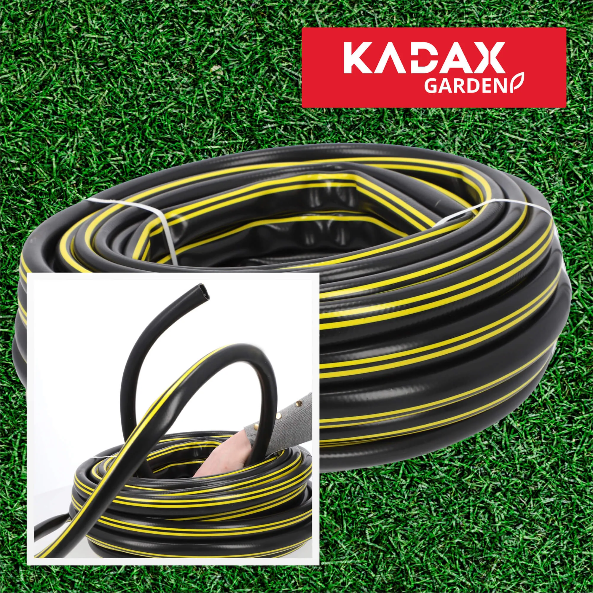 20 m 3/4 colio sodo žarna, juoda ir geltona
