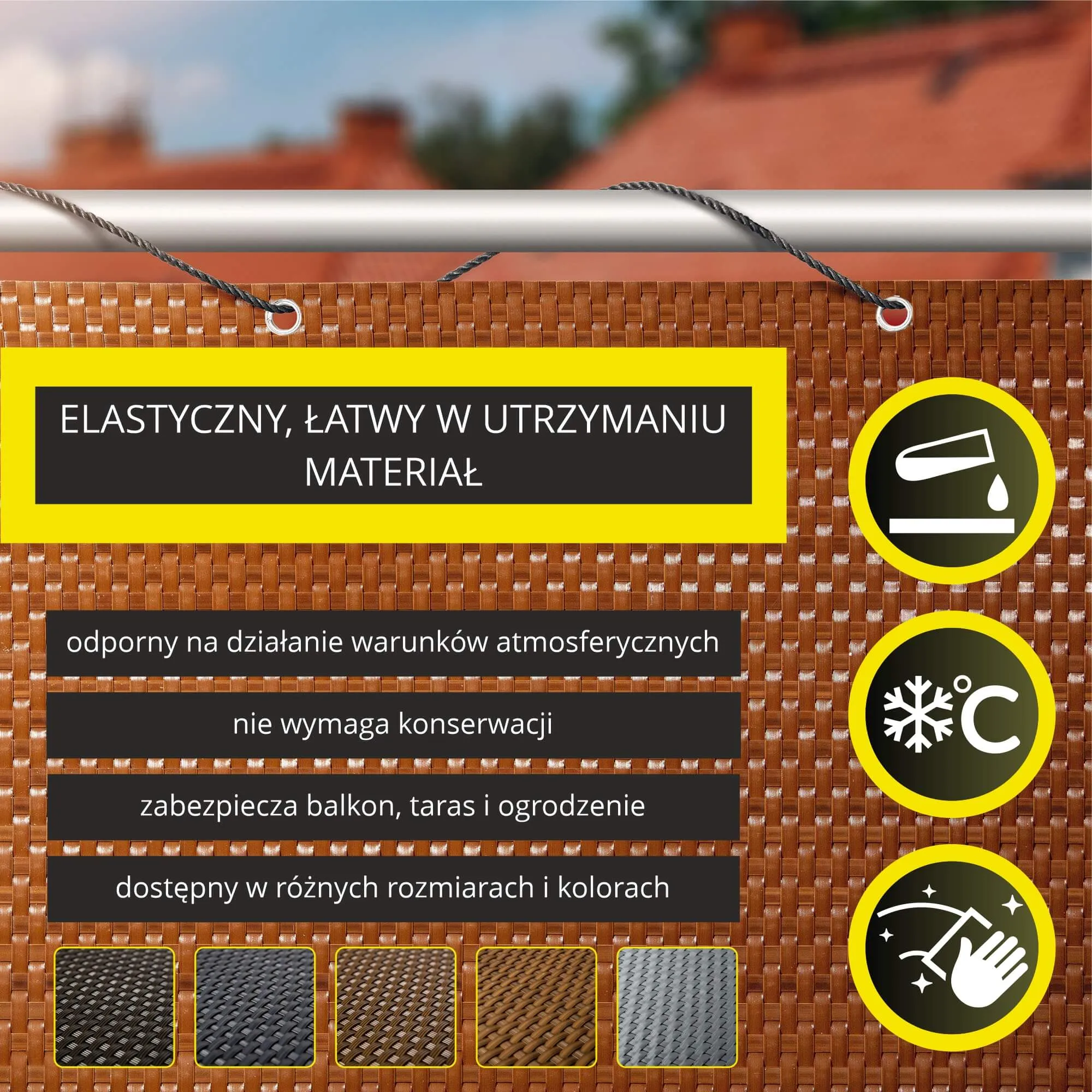Espa balkono uždangalas 90 x 700 cm, medaus spalvos