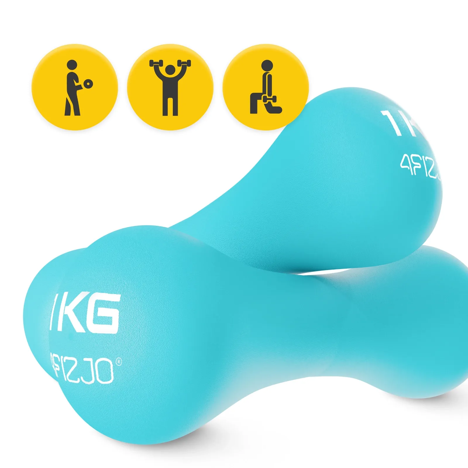 Ketaus hanteliai 8 formų pratimams 2 x 1 kg