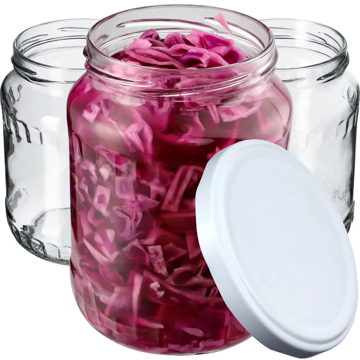 Jukka konservavimo stiklainiai 720 ml, 16 vnt., 82 mm + balti dangteliai