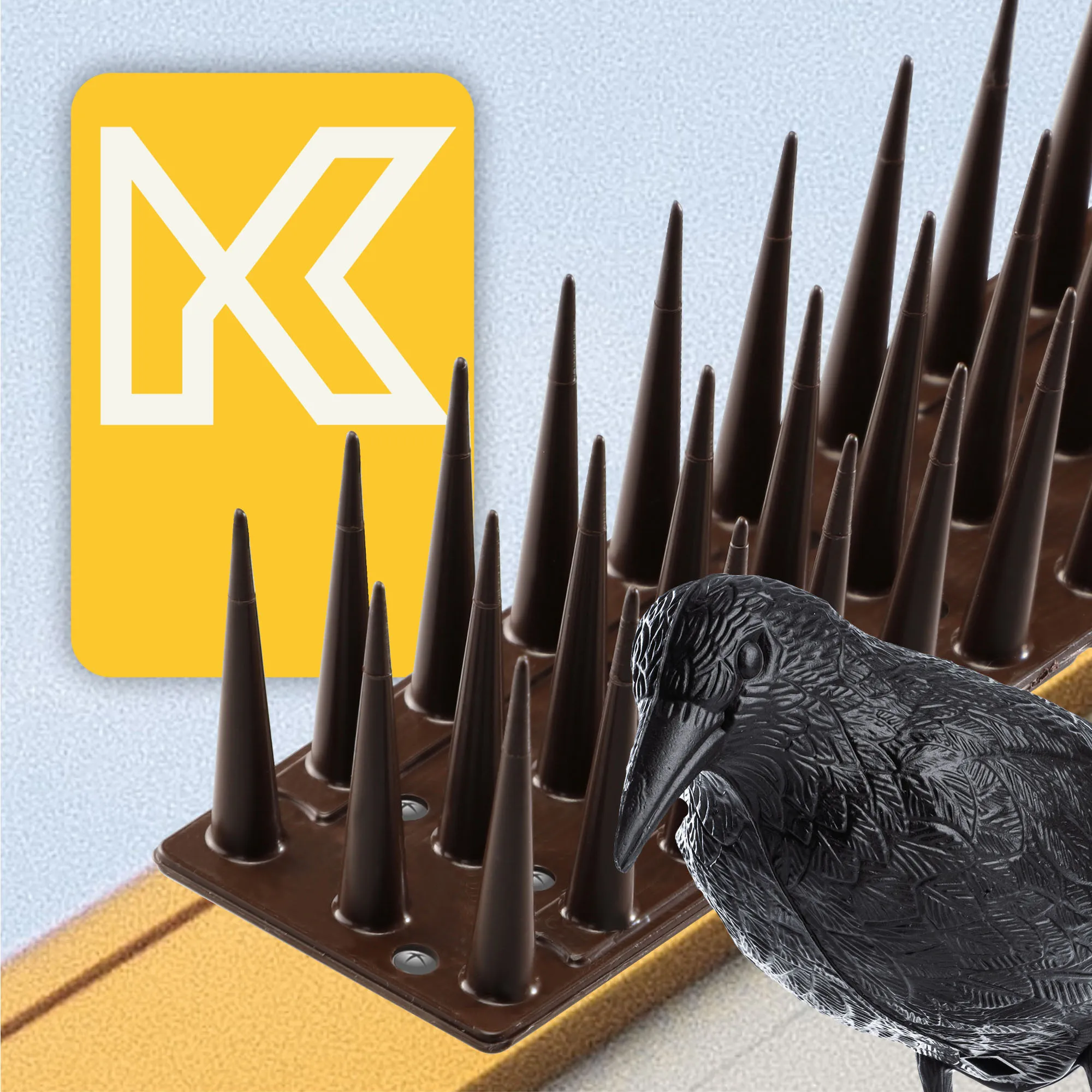 Plastikiniai paukščių spygliai 6 vnt., rudi + varnos formos