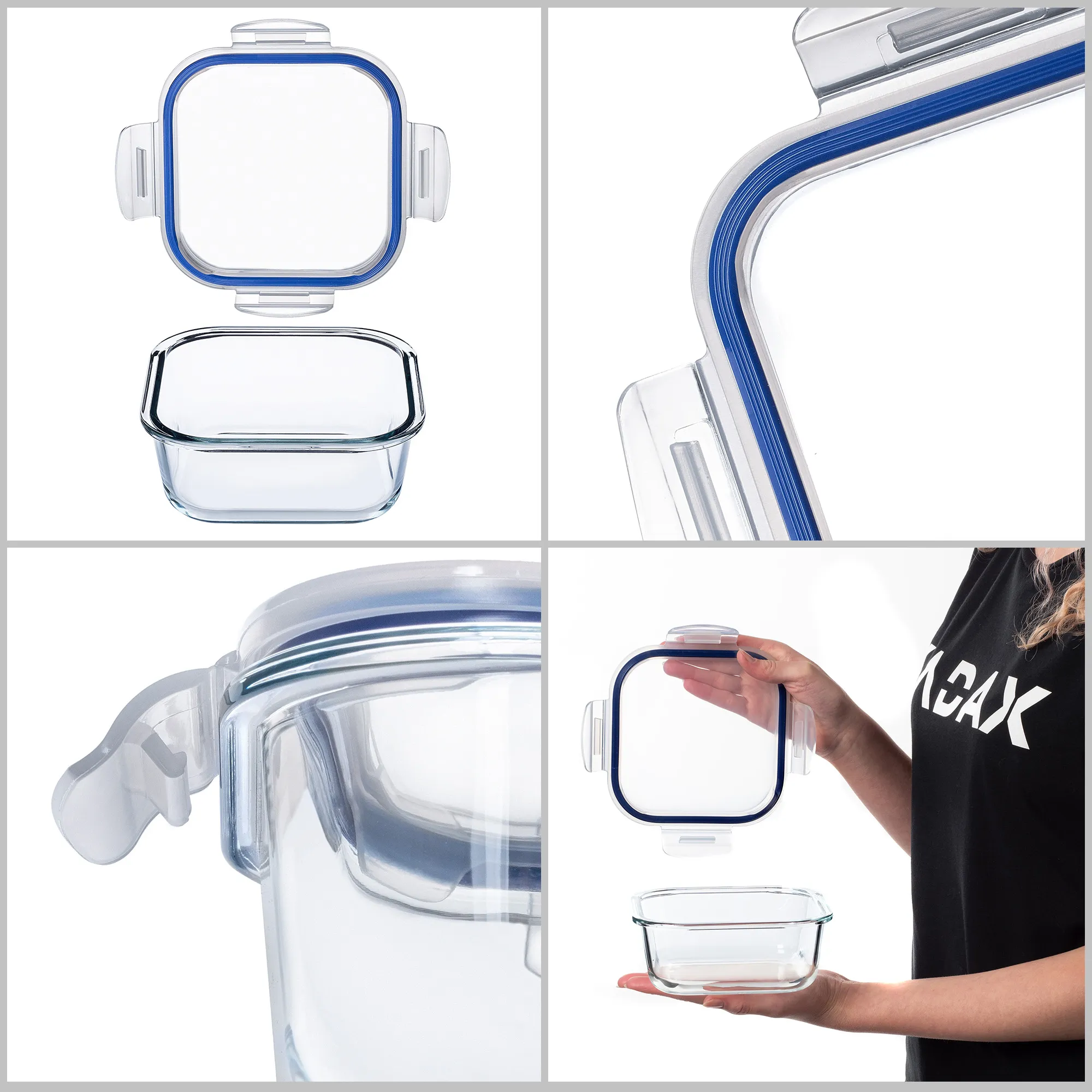 „Athie“ 800 ml kvadratinis stiklinis maisto indas