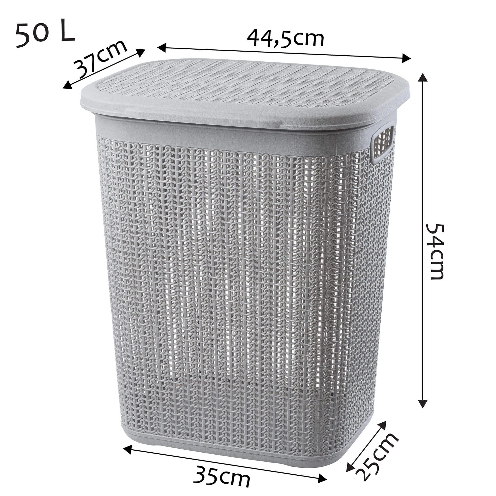 Mera 50L šviesiai pilkas skalbinių krepšys su dangčiu