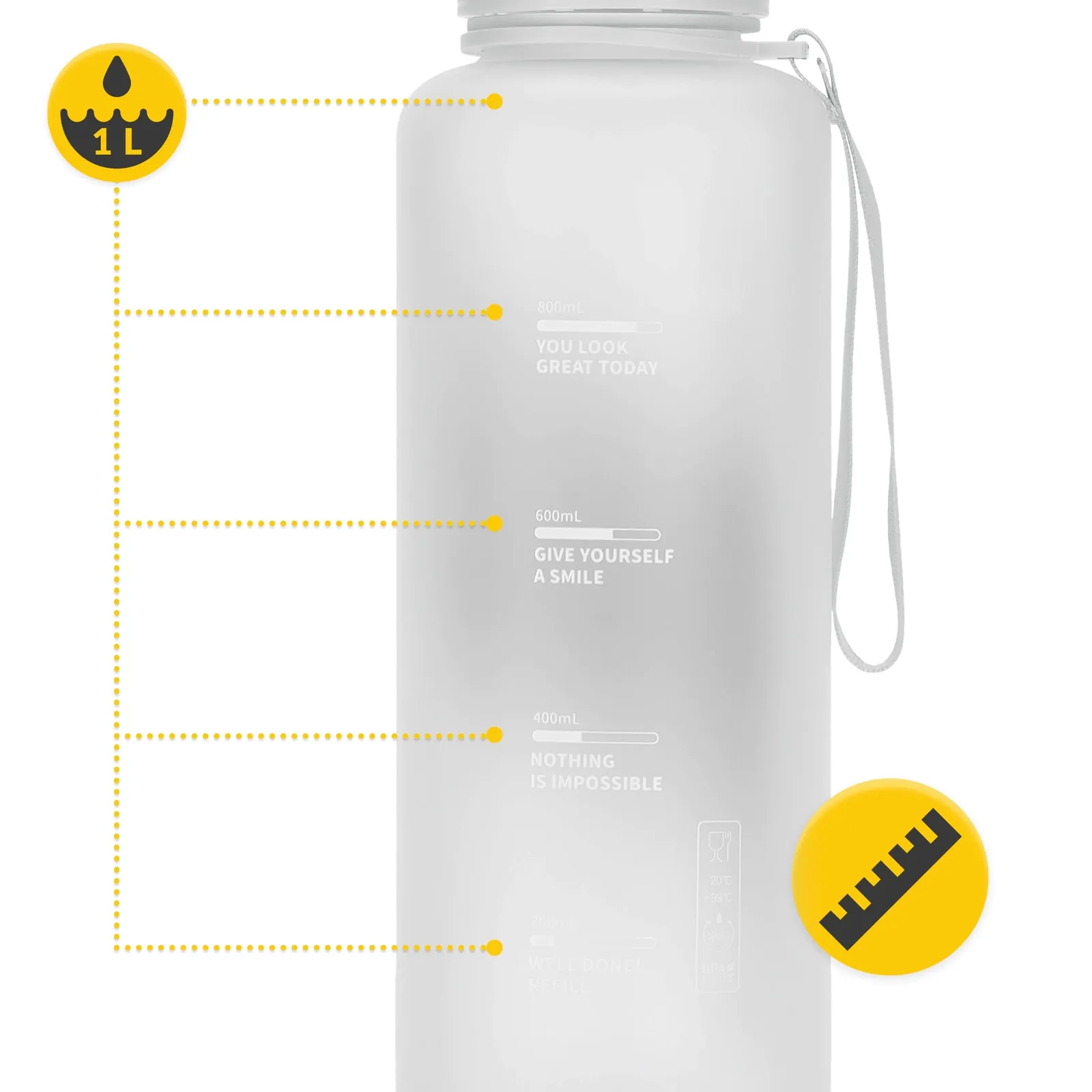 Sportinis vandens butelis 1 l pilkas