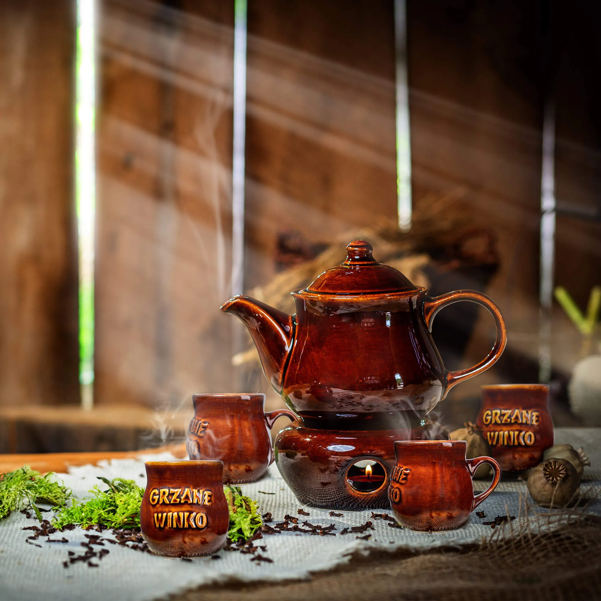 Olympia keramikos karšto vyno rinkinys su užrašais