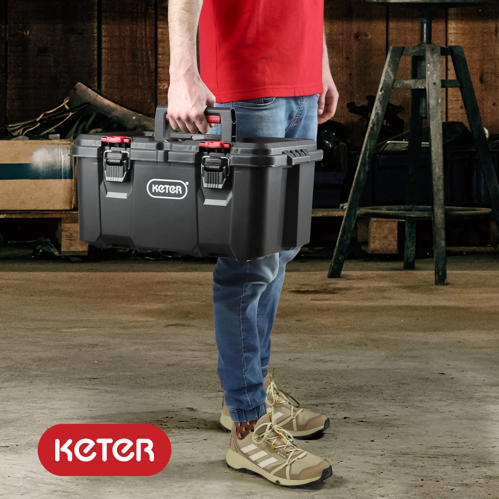 Keter Stack`N`Roll įrankių dėžė 26 x 52 cm, juoda